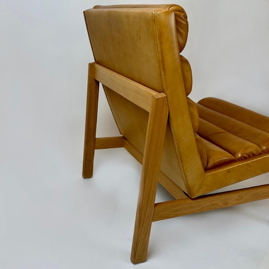 Mid-Century Modern Swedish Oak & Cognac Leather Lounge Chair by K. E. Ekselius For Sale 4