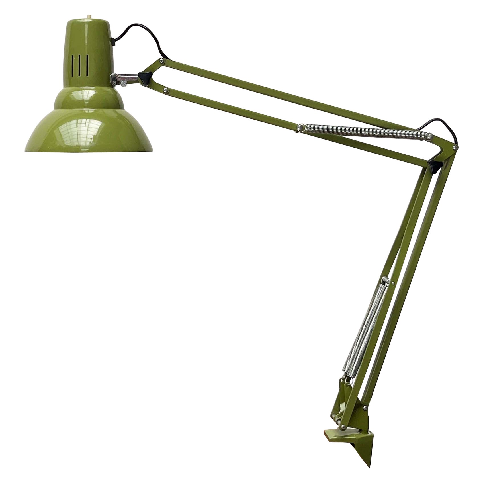 Lámpara de escritorio sueca de estilo «Mid-Century Modern» en verde oliva, de Ledu, década de los 60