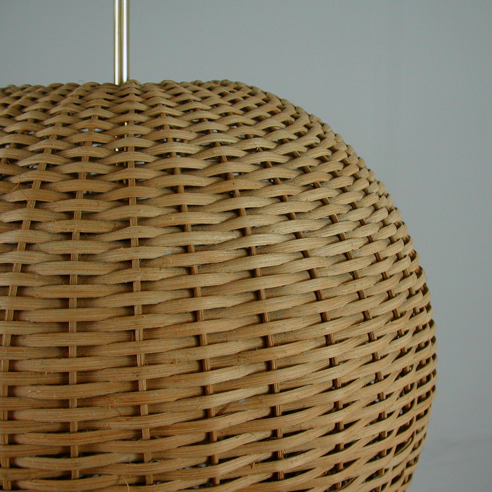 Mid-Century Modern Swedish Rattan Wicker Ball Pendant, 1960s 5