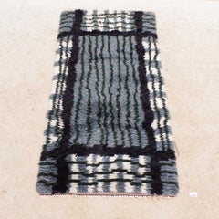 Mid-Century Modern Swedish Rya Rug in Grey, Black, and White, 1950s