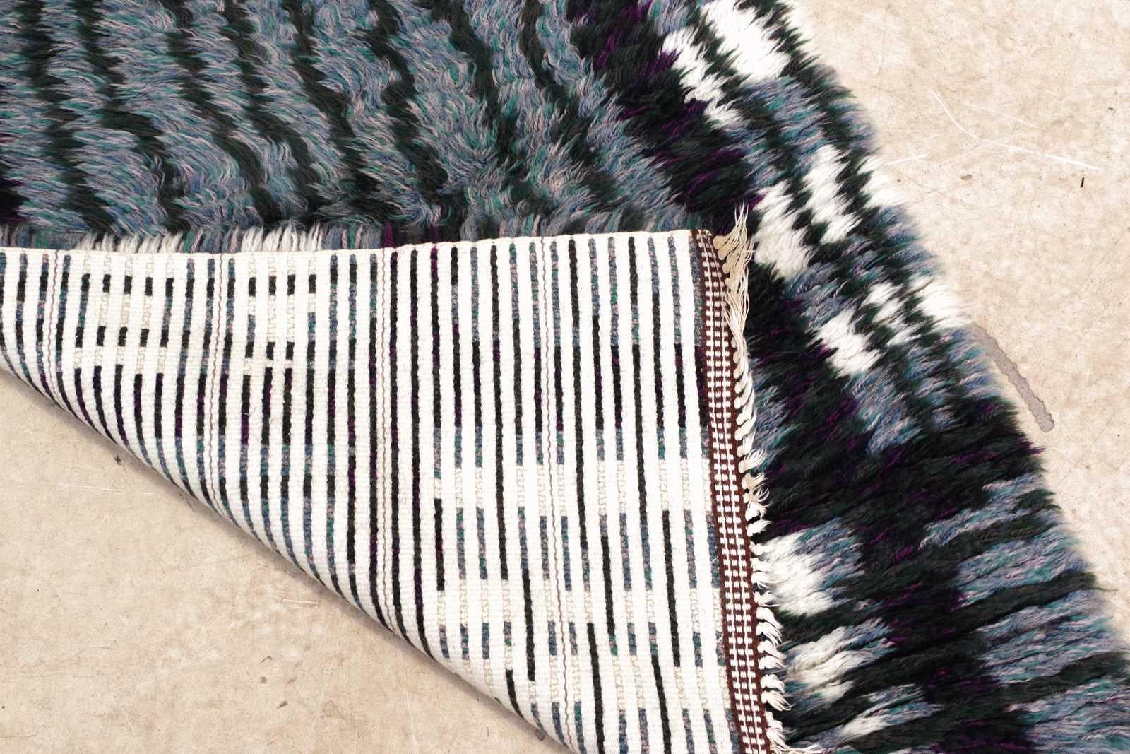 Scandinavo moderno Tappeto Rya svedese moderno di metà secolo in grigio, nero e bianco, anni '50 in vendita