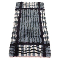 Mid-Century Modern Swedish Rya Rug in Grey, Black, and White, 1950s