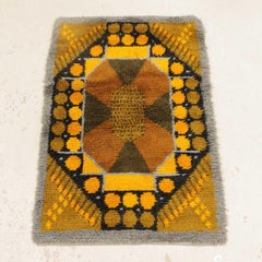 Mid-Century Modern Swedish Rya Rug in Grey, Orange, and Brown, 1960s
