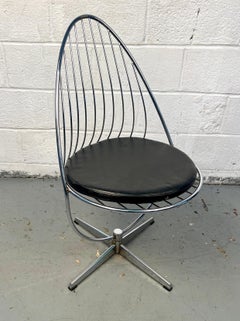 Mid-Century Modern Swedish Swivel Egg Chair in Chrome by Arne Dahlén
