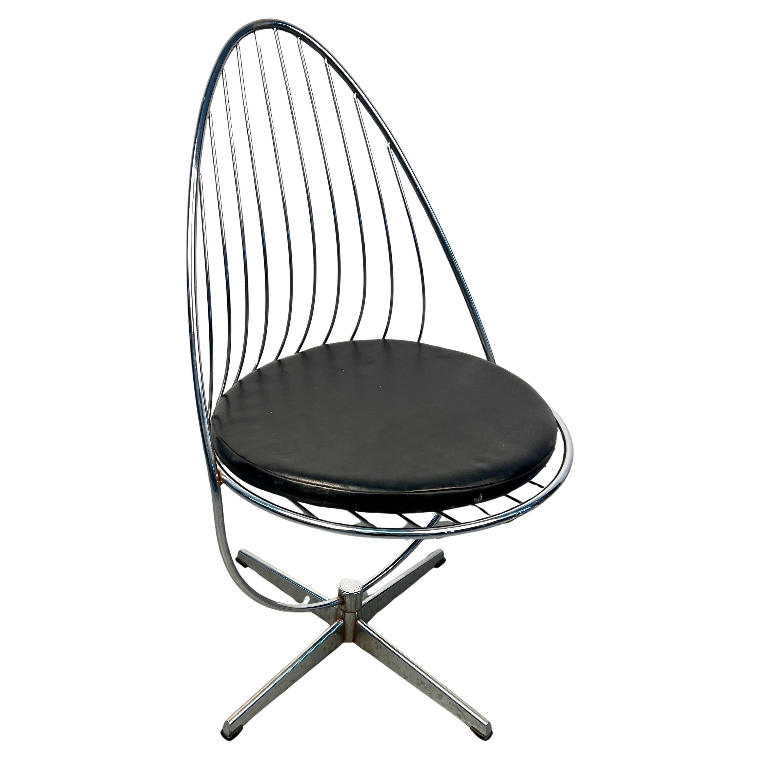Mid-Century Modern Swedish Swivel Egg Chair in Chrome by Arne Dahlén For Sale