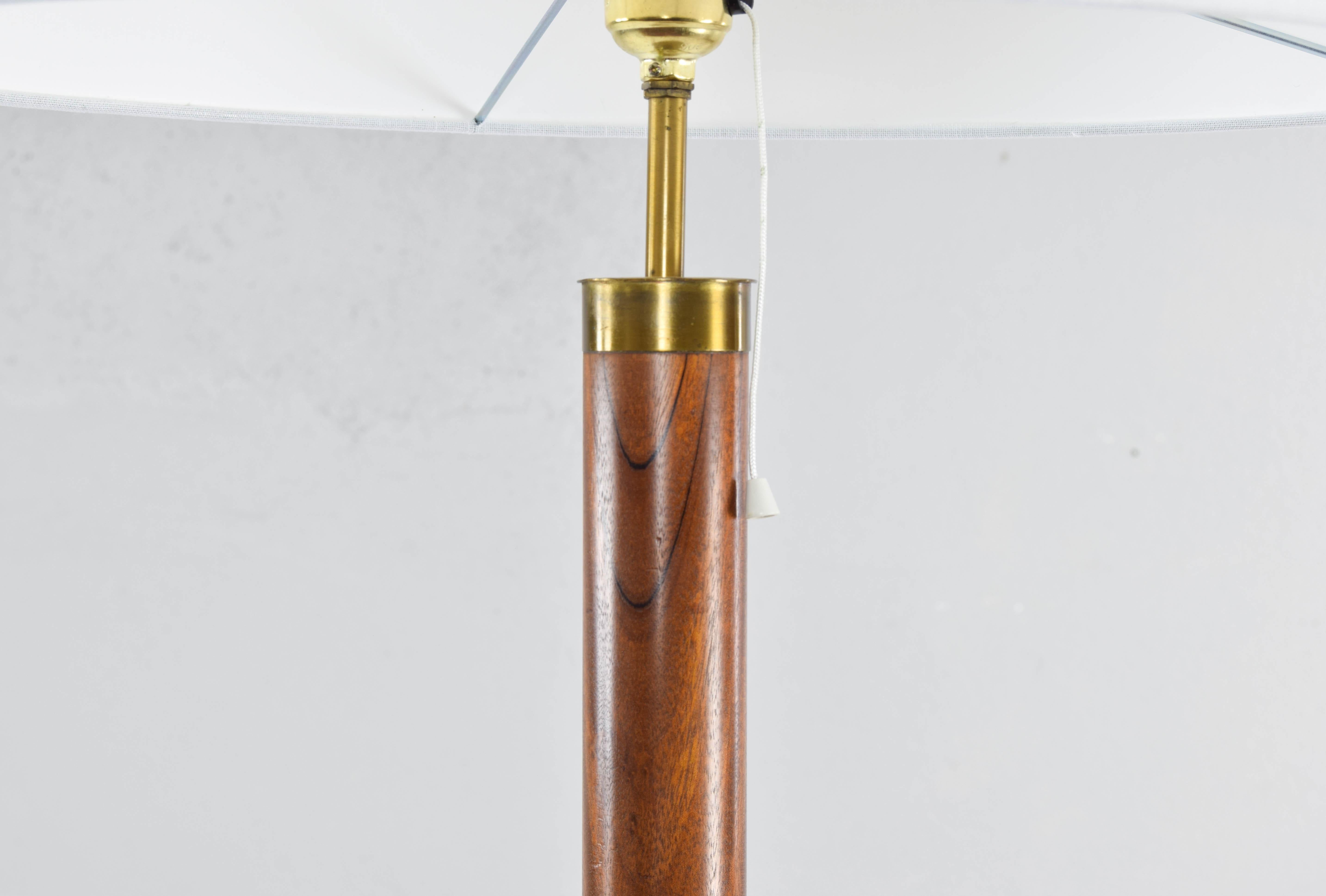 Mid-Century Modern Swedish Teak, Brass and Linen Floor Lamp, 1960s 3