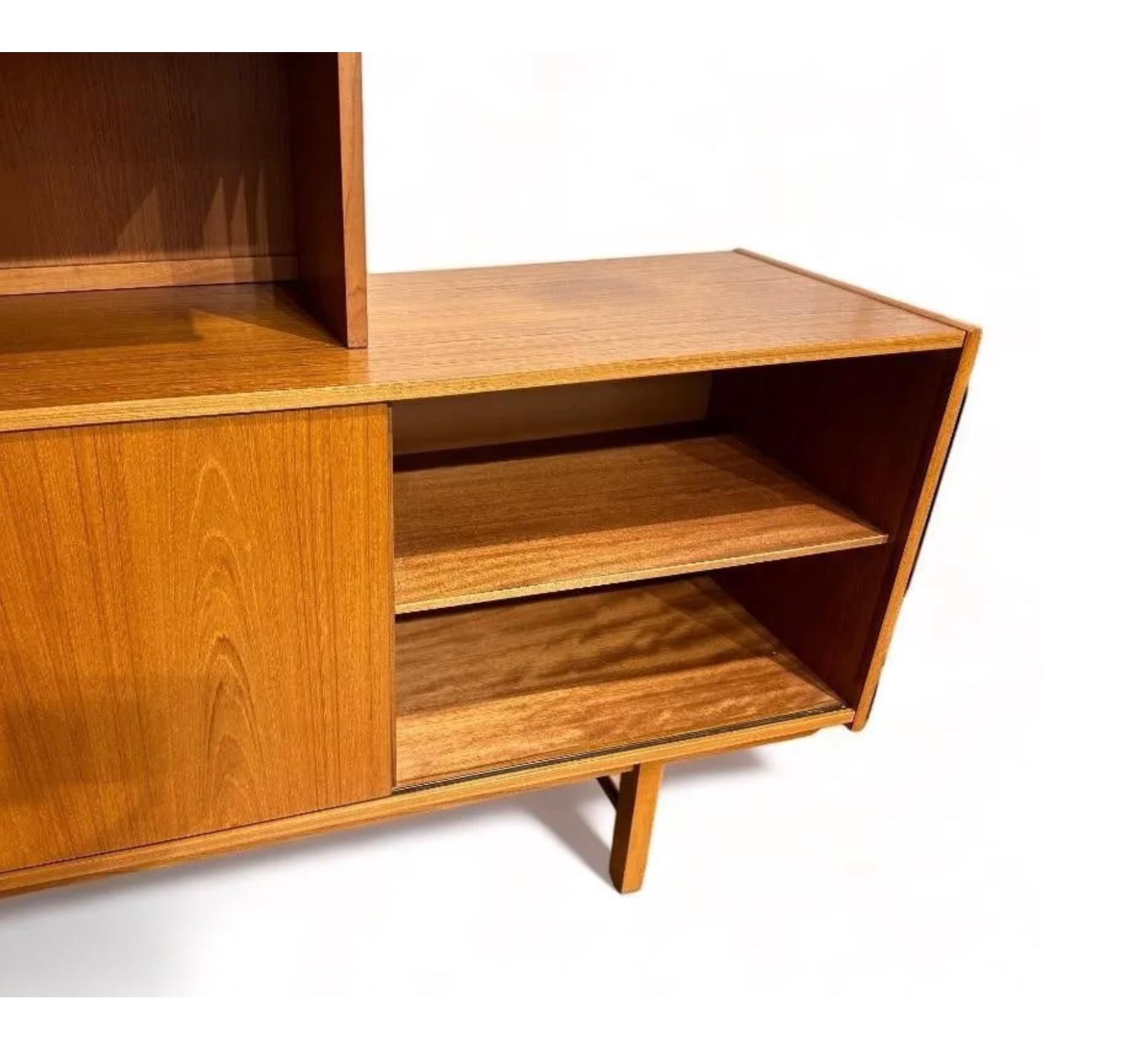 Woodwork Mid Century Modern Swedish Teak Credenza with top cabinet by Erik Worts For Sale