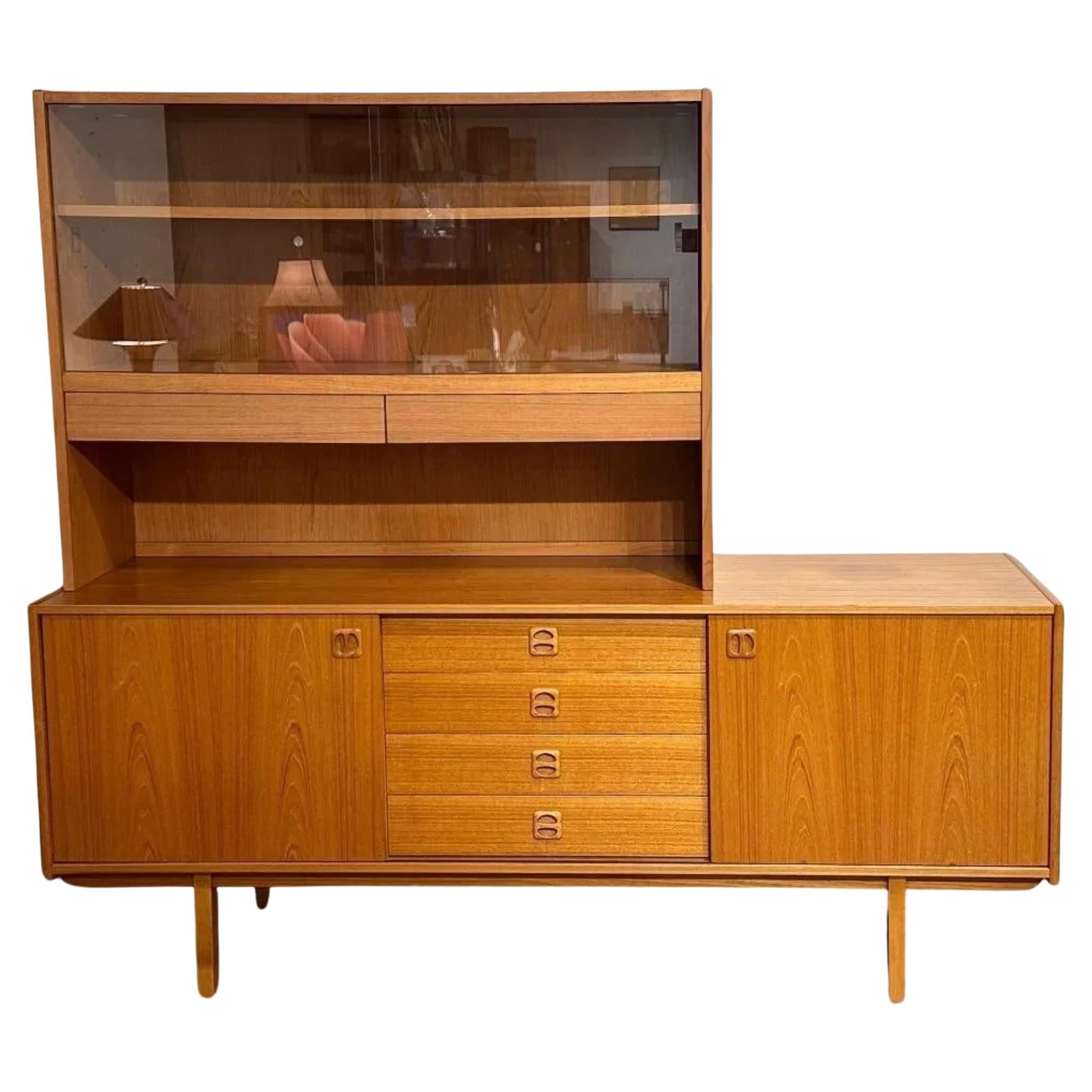 Mid Century Modern Swedish Teak Credenza with top cabinet by Erik Worts For Sale
