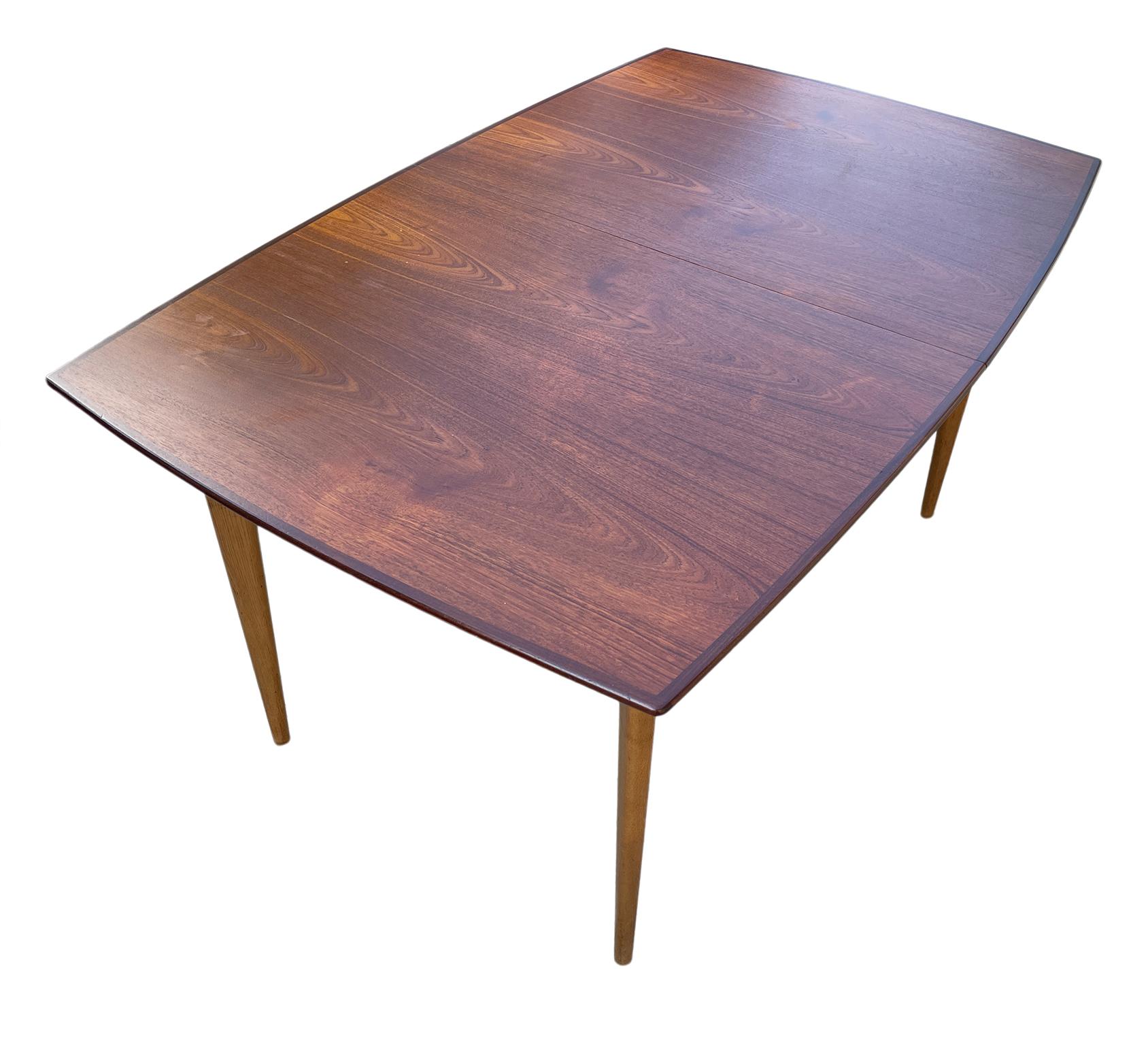 Woodwork Mid Century Modern Swedish teak Dining table with 2 leaves 