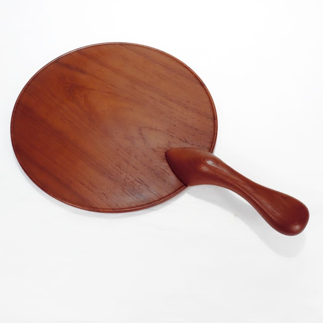 20th Century Mid-Century Modern Swedish Teak Serving Tray or Cheese Board For Sale