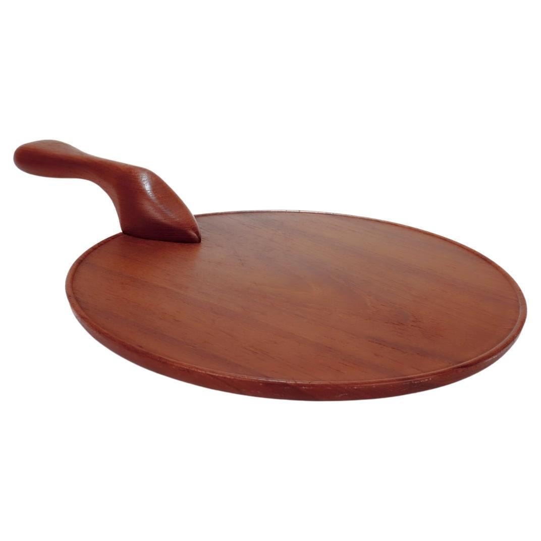 Mid-Century Modern Swedish Teak Serving Tray or Cheese Board For Sale