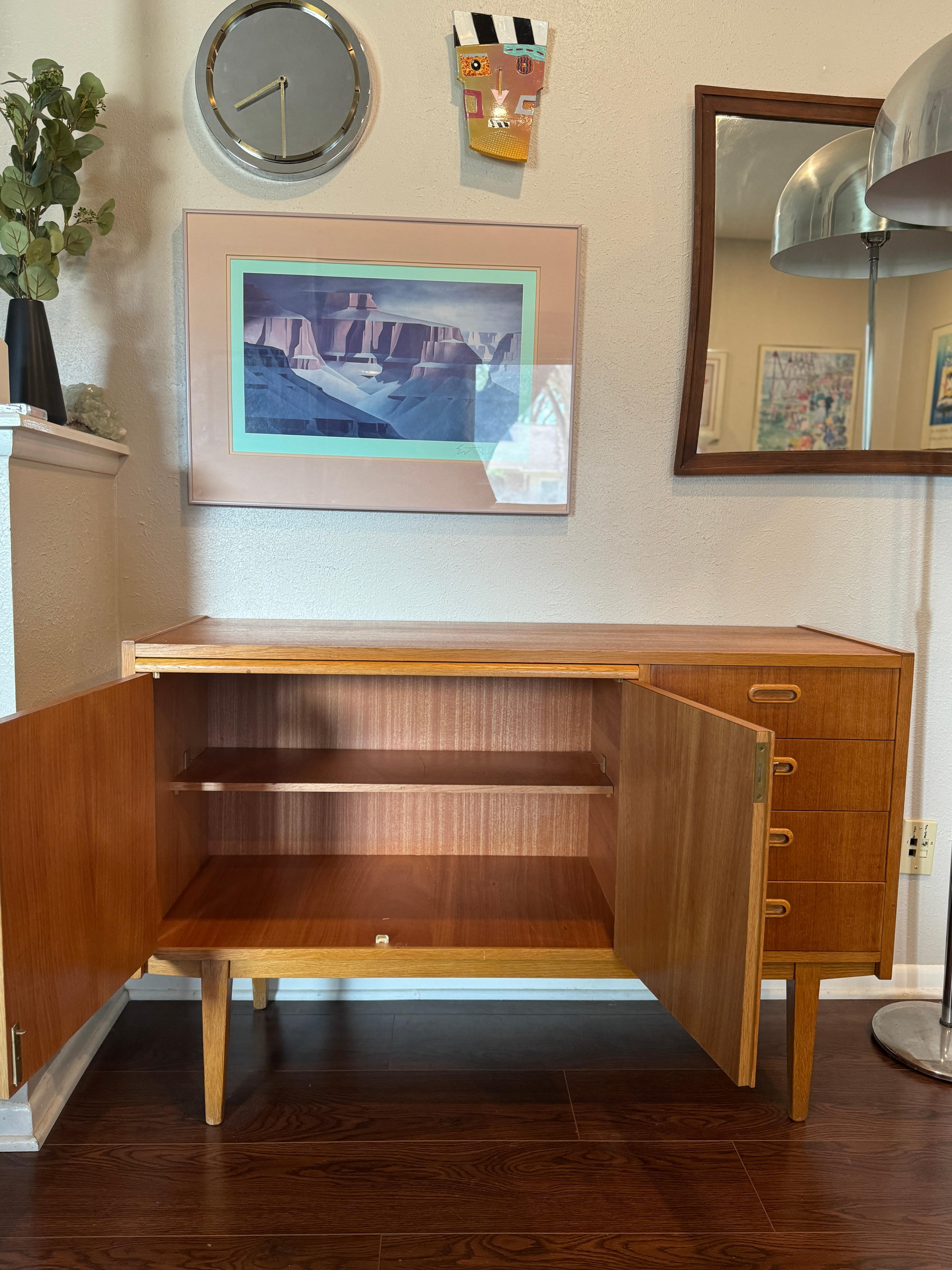 Mid-Century Modern Mid century modern Swedish teak sideboard with pull out desk area, circa 1960s For Sale
