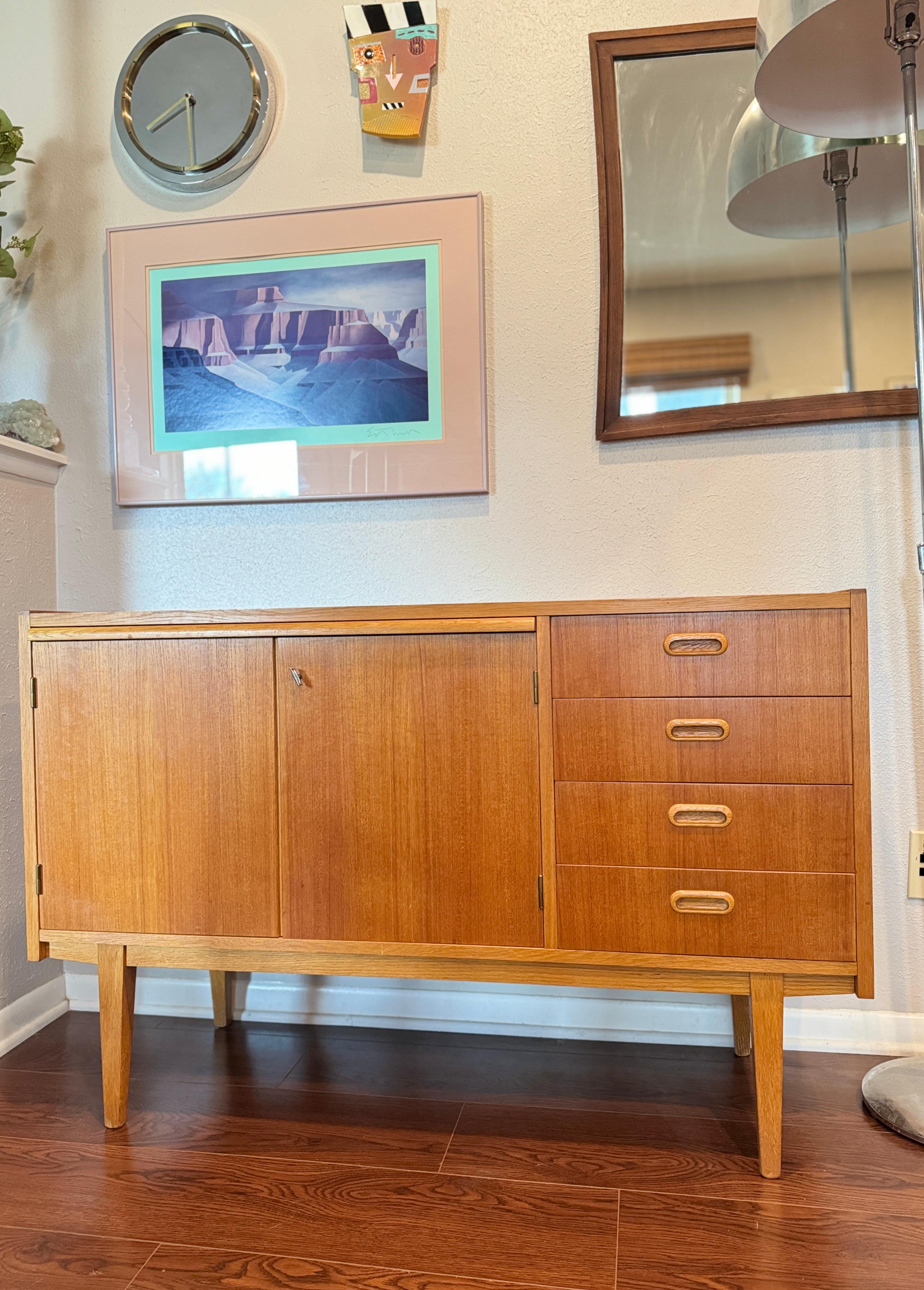 Mid-20th Century Mid century modern Swedish teak sideboard with pull out desk area, circa 1960s For Sale