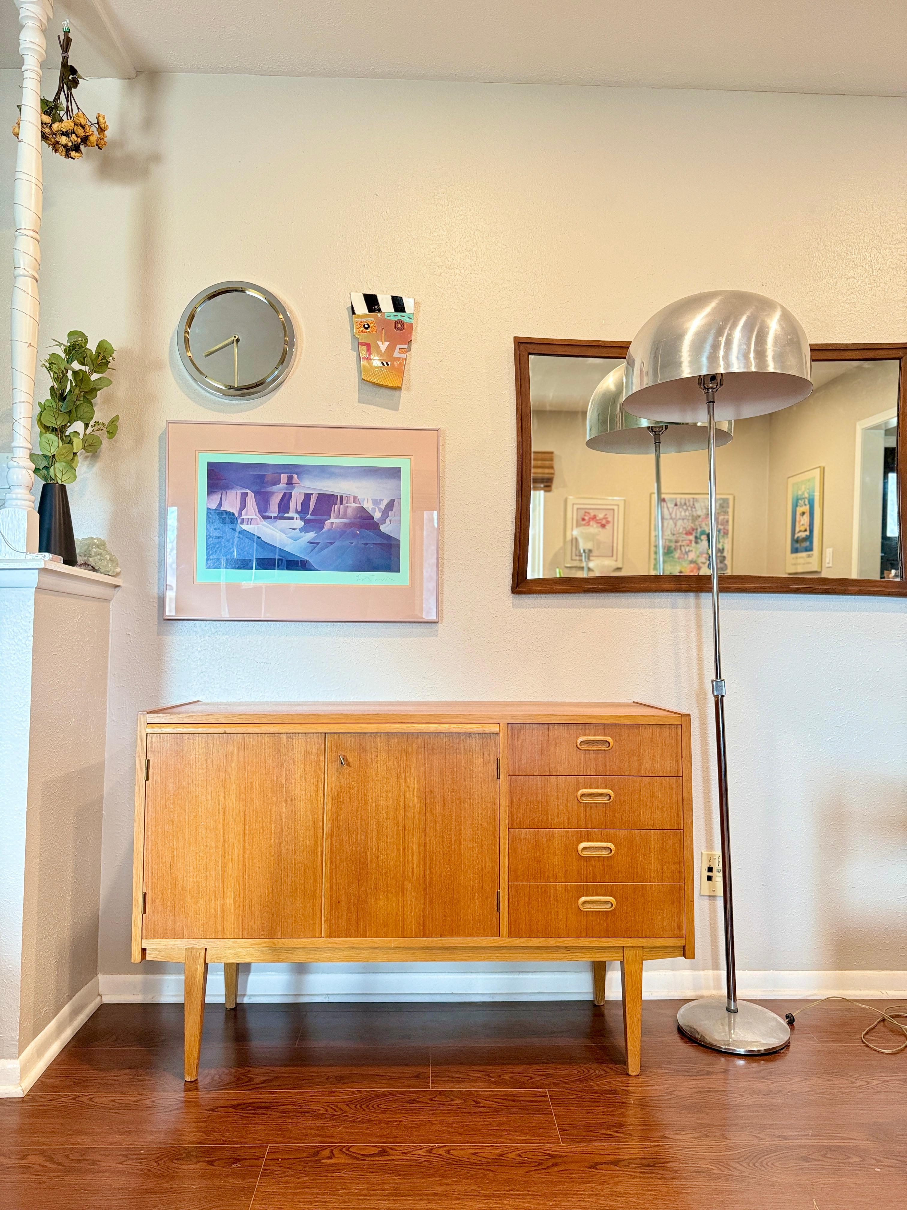 Teak Mid century modern Swedish teak sideboard with pull out desk area, circa 1960s For Sale