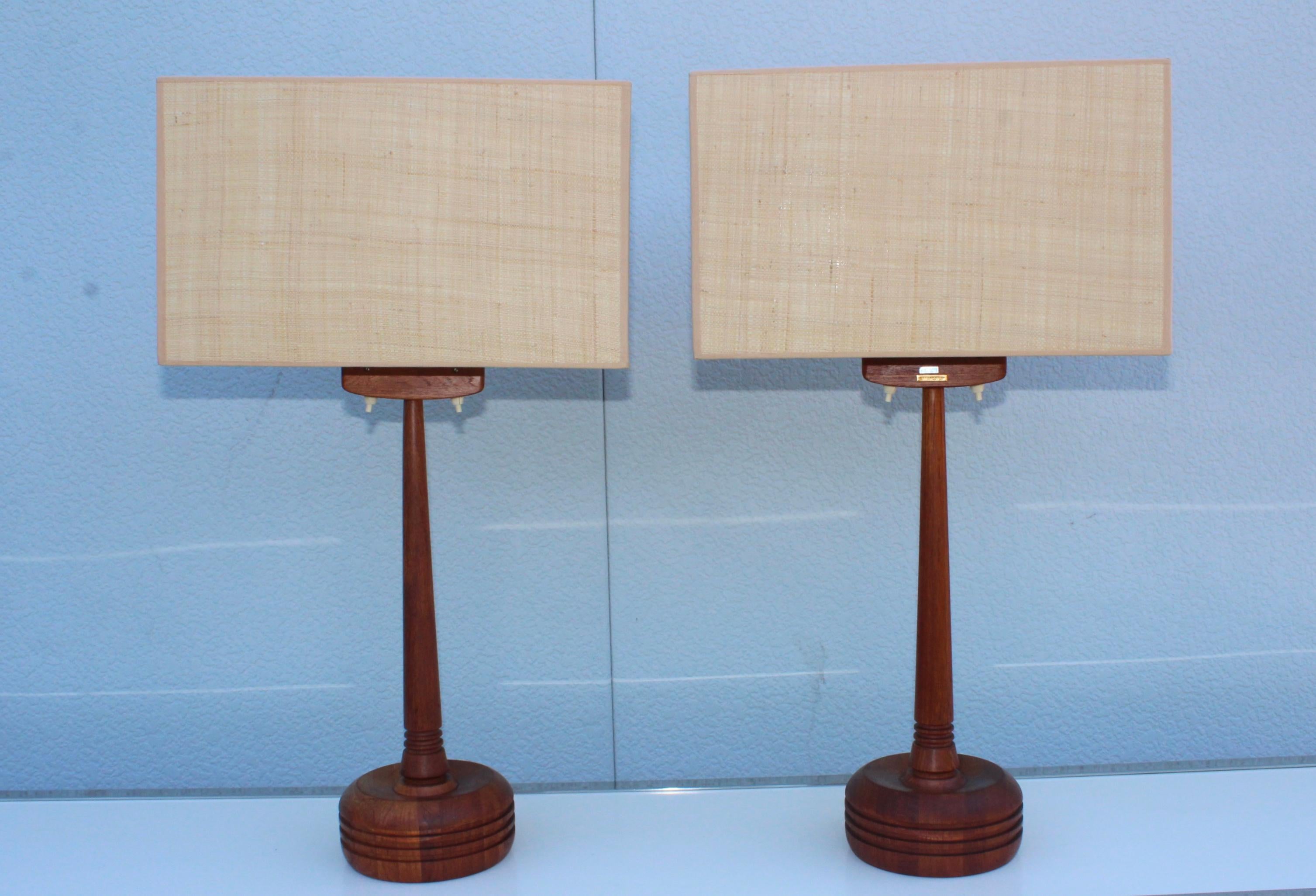 Mid-Century Modern Swedish Teak Table Lamps In Good Condition In New York, NY