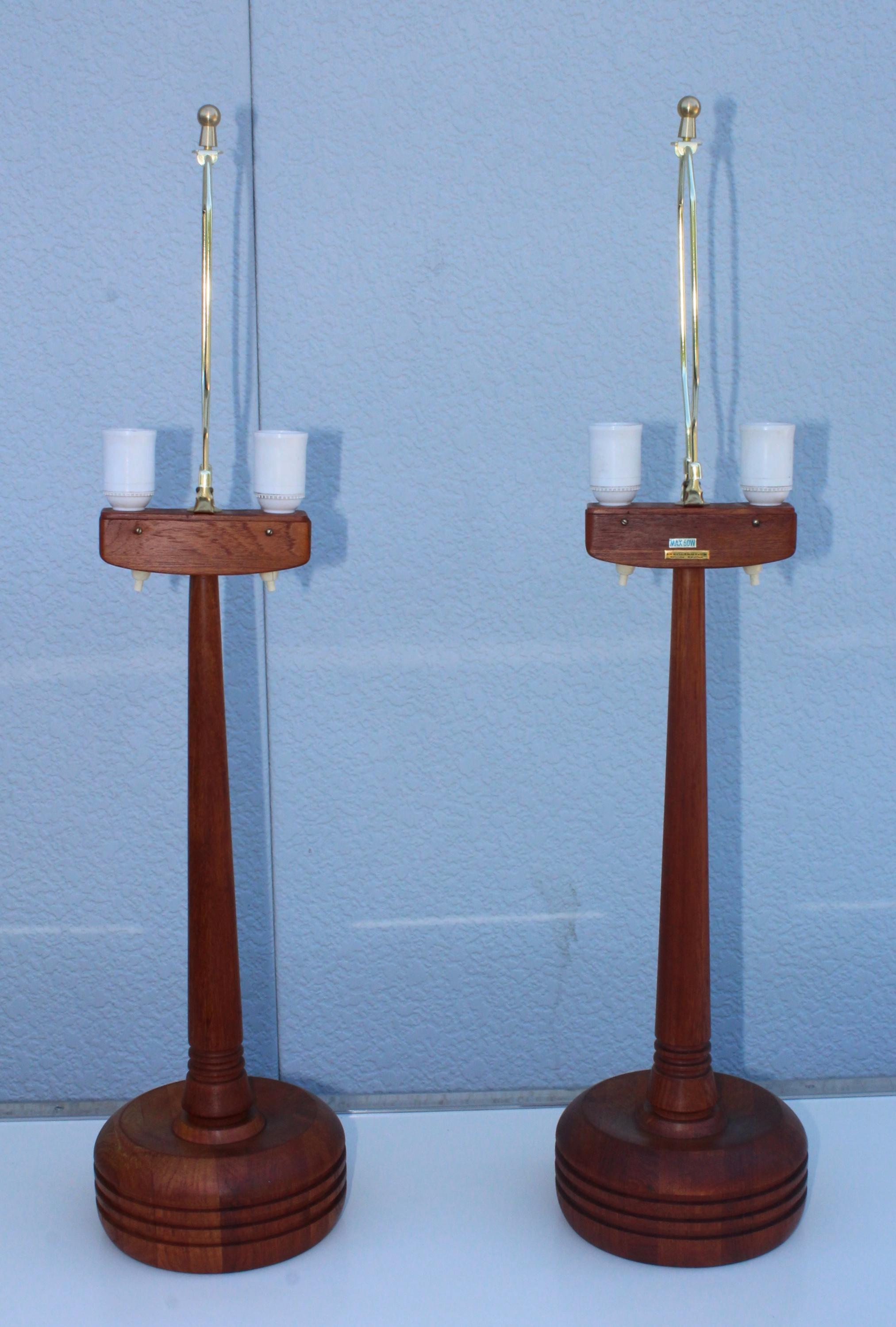Mid-Century Modern Swedish Teak Table Lamps 1