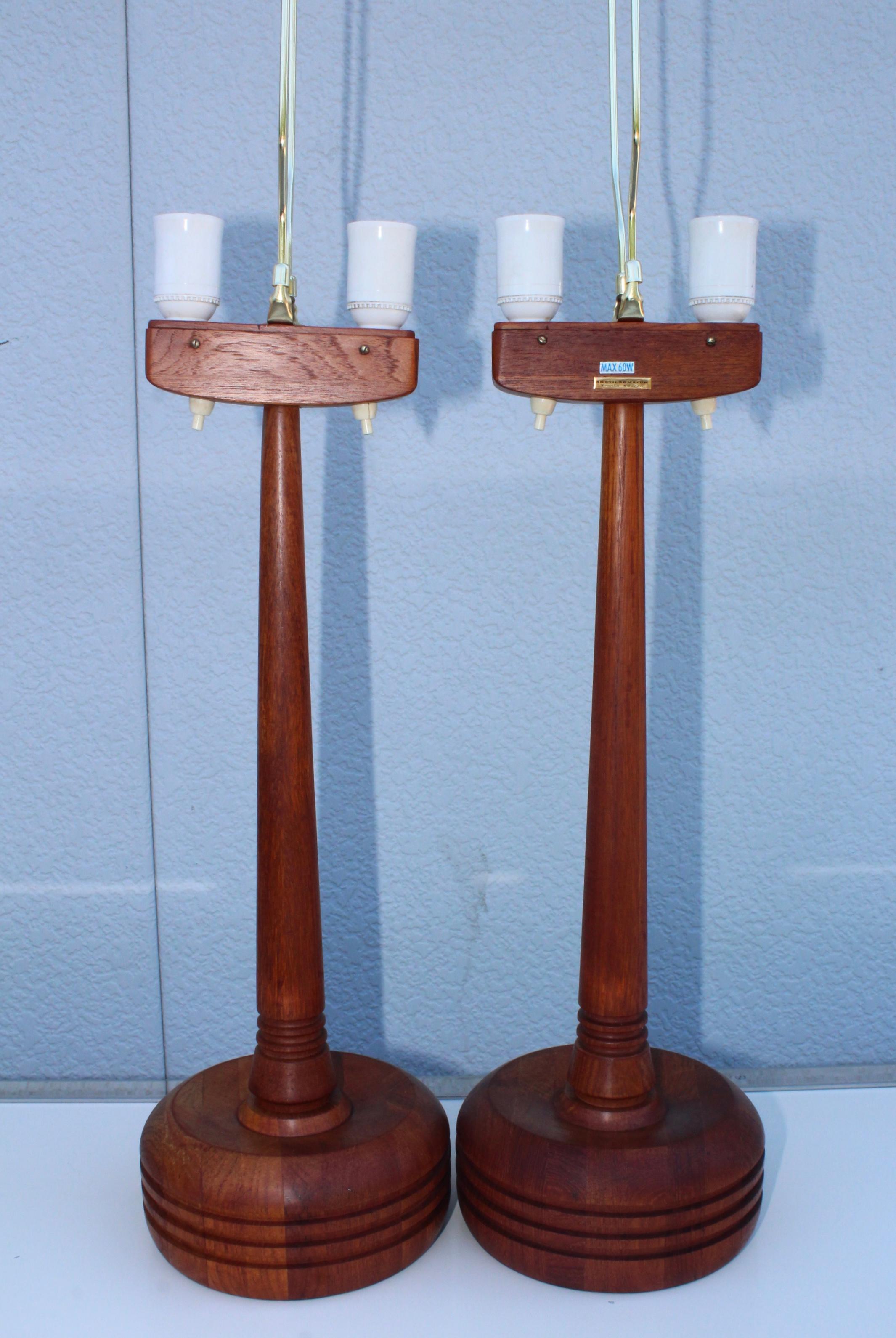 Mid-Century Modern Swedish Teak Table Lamps 4