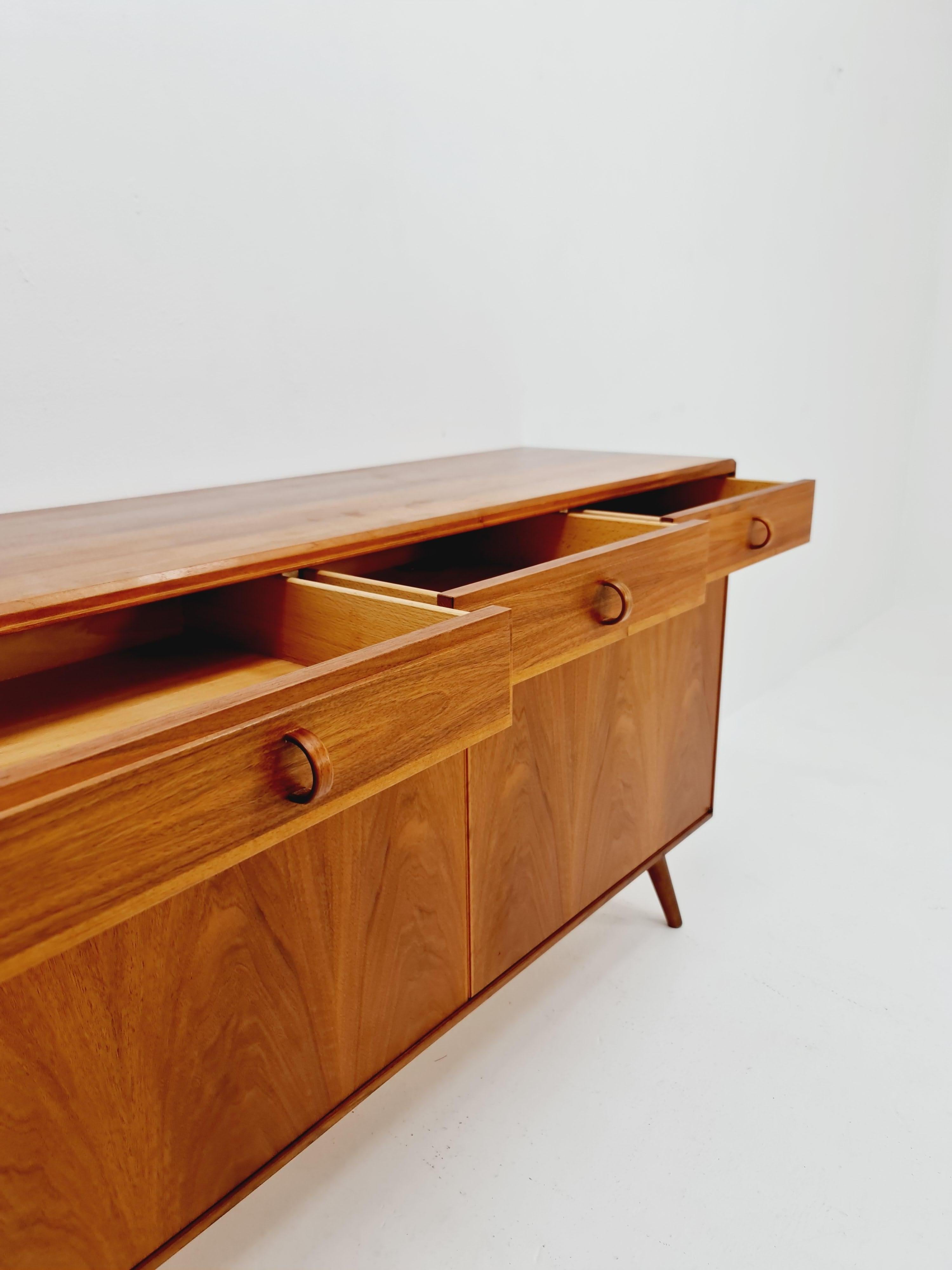 Mid Century Modern Swedish walnut sideboard by B. Fridhagen for Bodafors, 1964 1