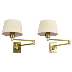 Mid-Century Modern Swing Arm Brass Sconces by George W Hansen for Metalarte