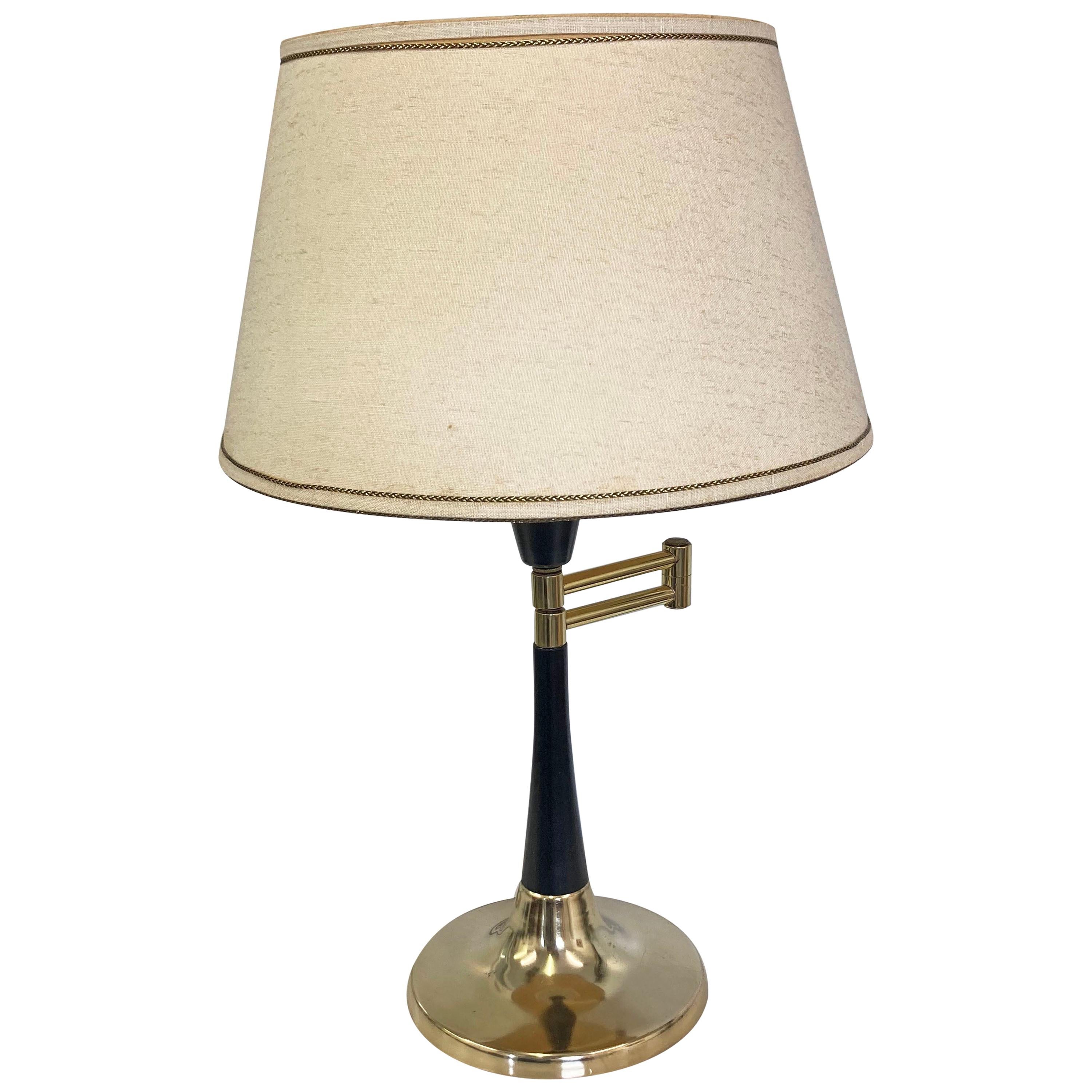 Mid-Century Modern Swing Arm Diffuser Table Lamp by Underwriters Laboratories For Sale