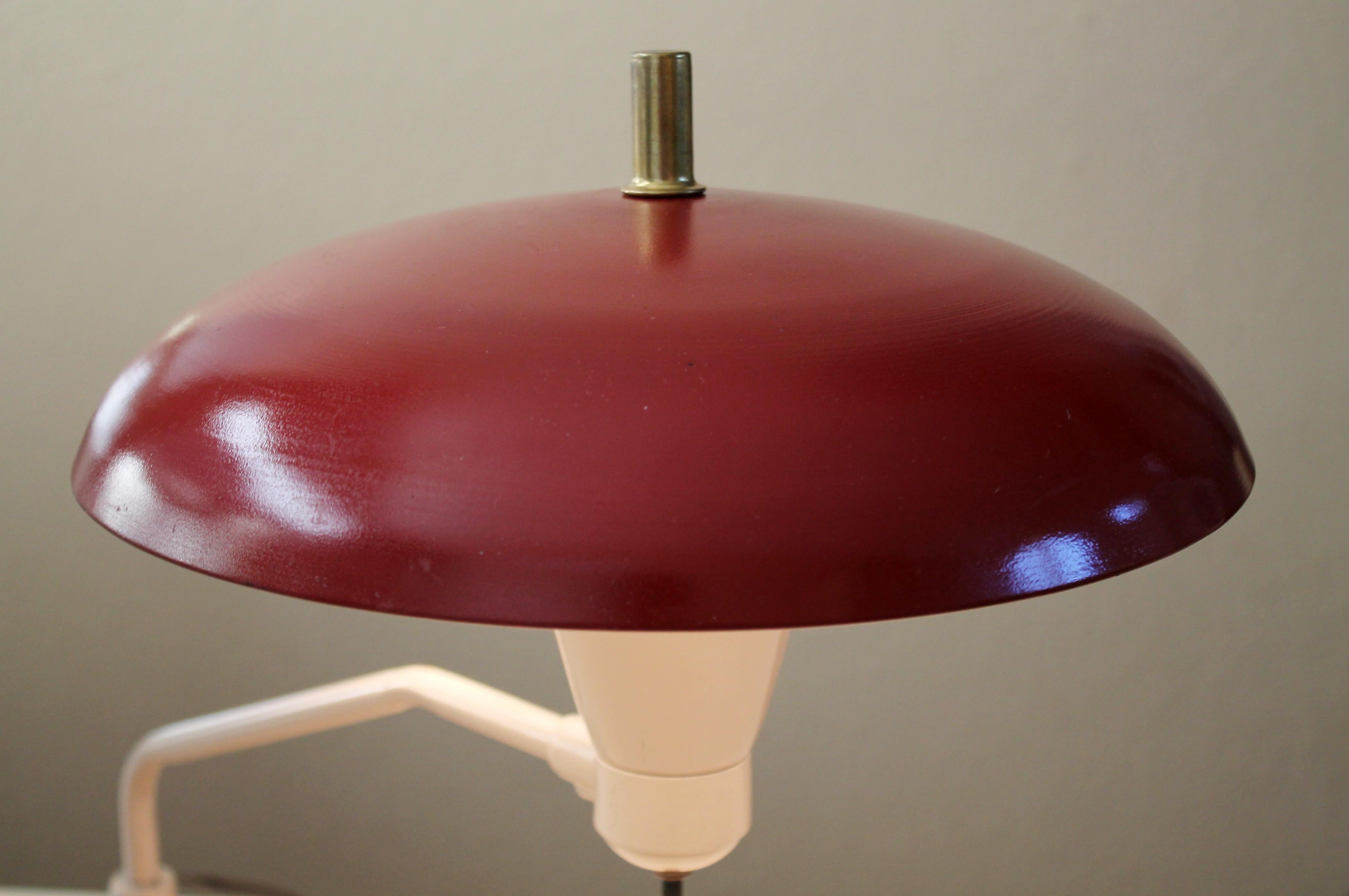 Mid Century Modern Swing Arm Reflector Table Desk Lamp. Saucer Rare 50s Lighting For Sale 1