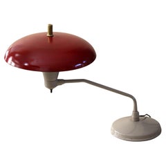 Vintage Mid Century Modern Swing Arm Reflector Table Desk Lamp. Saucer Rare 50s Lighting