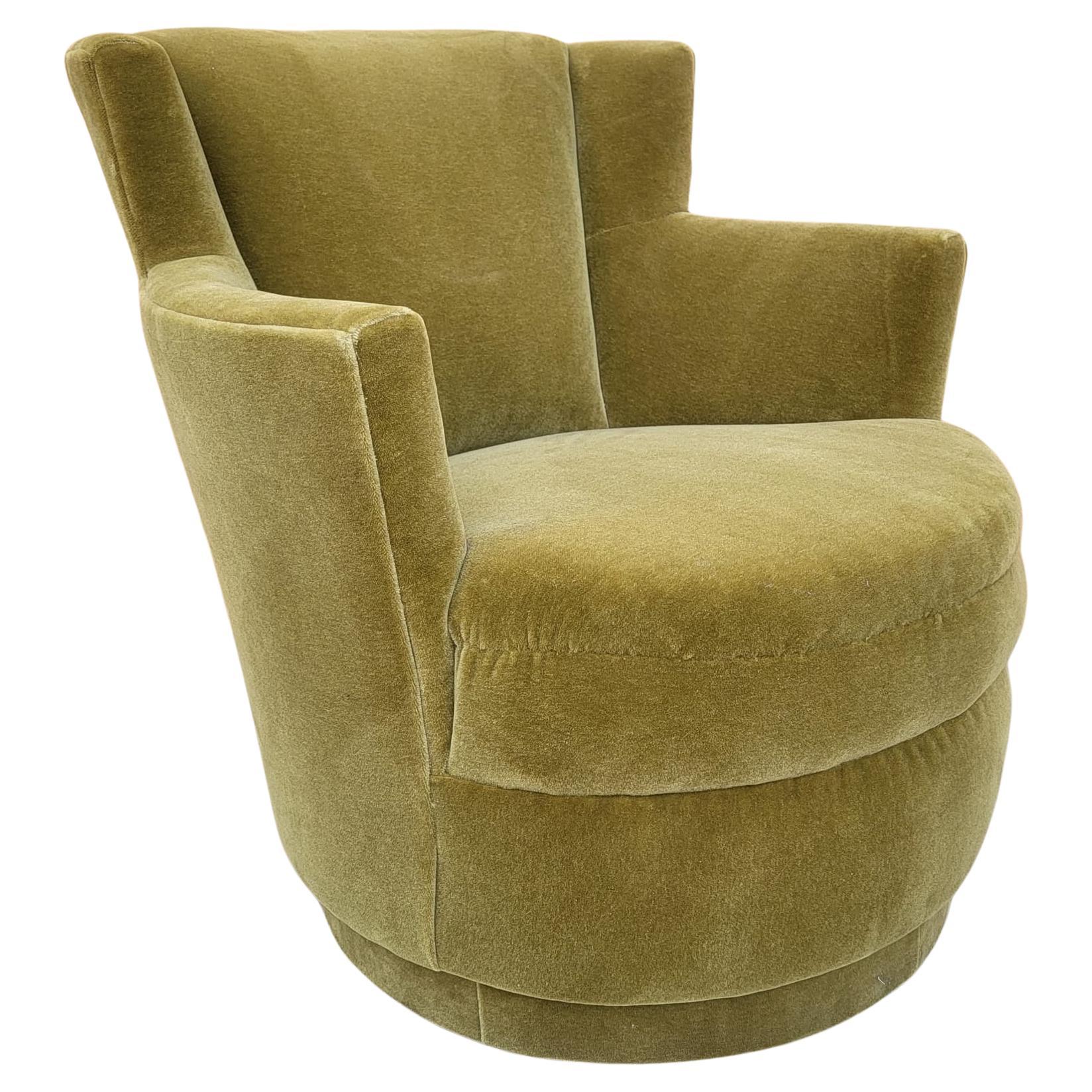 Mid-Century Modern Swivel Barrel Back Lounge Chair Newly Upholstered
