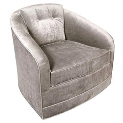 Mid-Century Modern Swivel Chair in Platinum Velvet