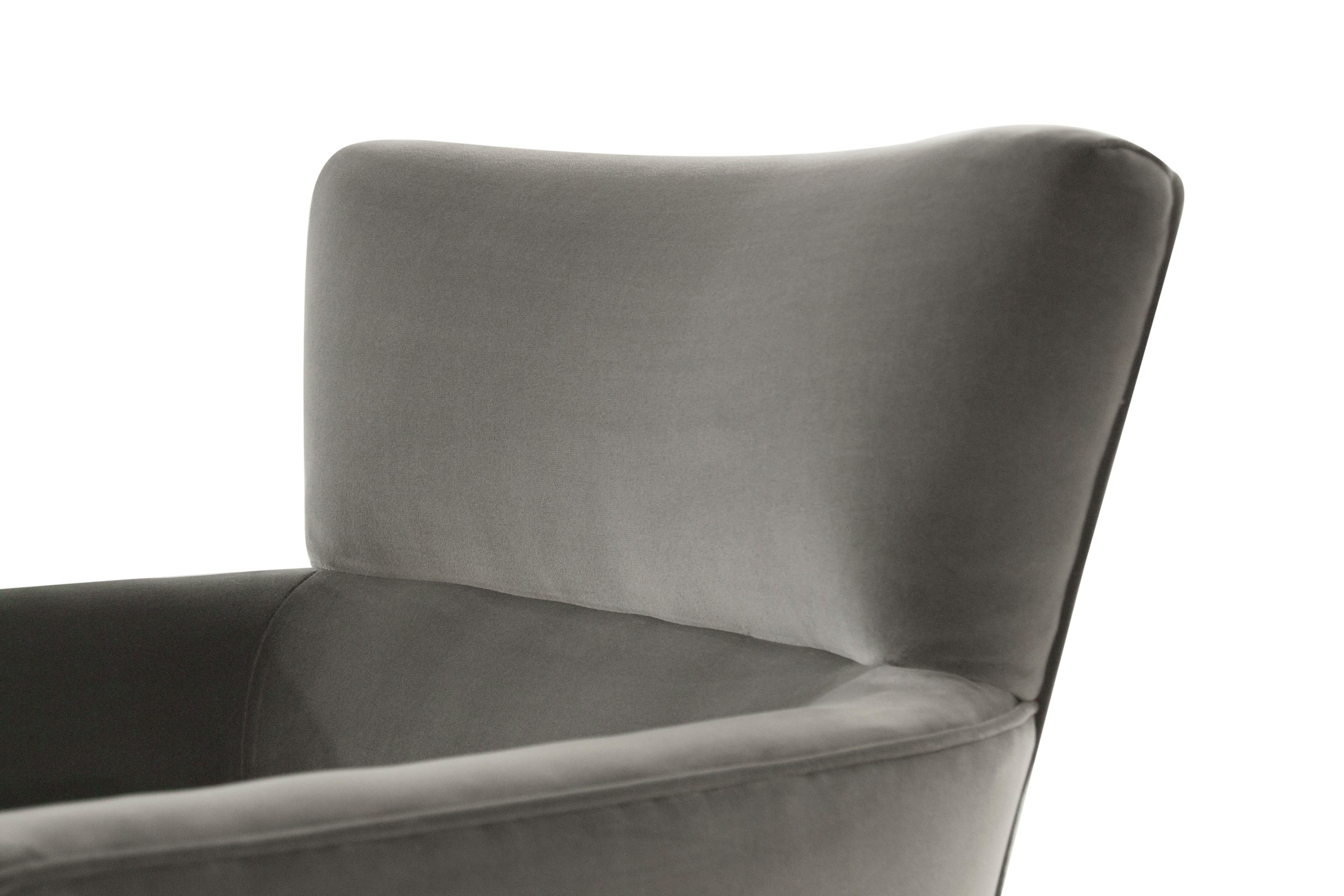Mid-Century Modern Swivel Chairs by Henry Glass in Grey Velvet 3