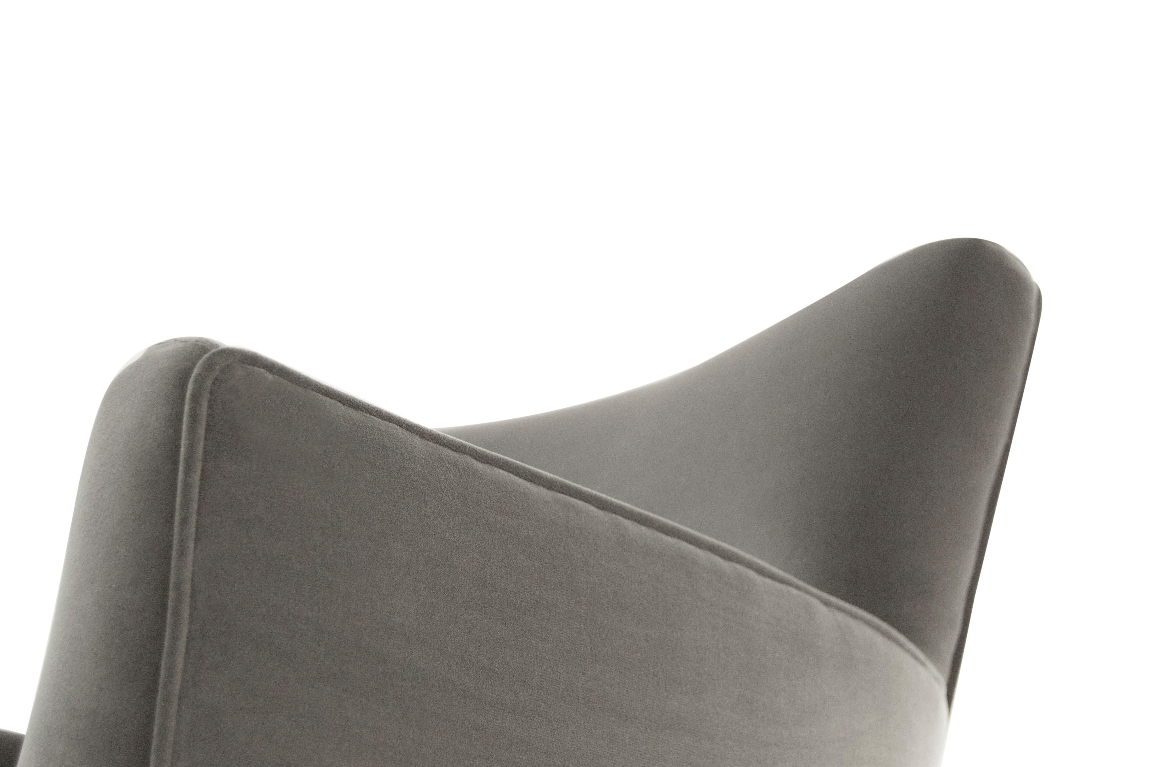 Mid-Century Modern Swivel Chairs by Henry Glass in Grey Velvet 4
