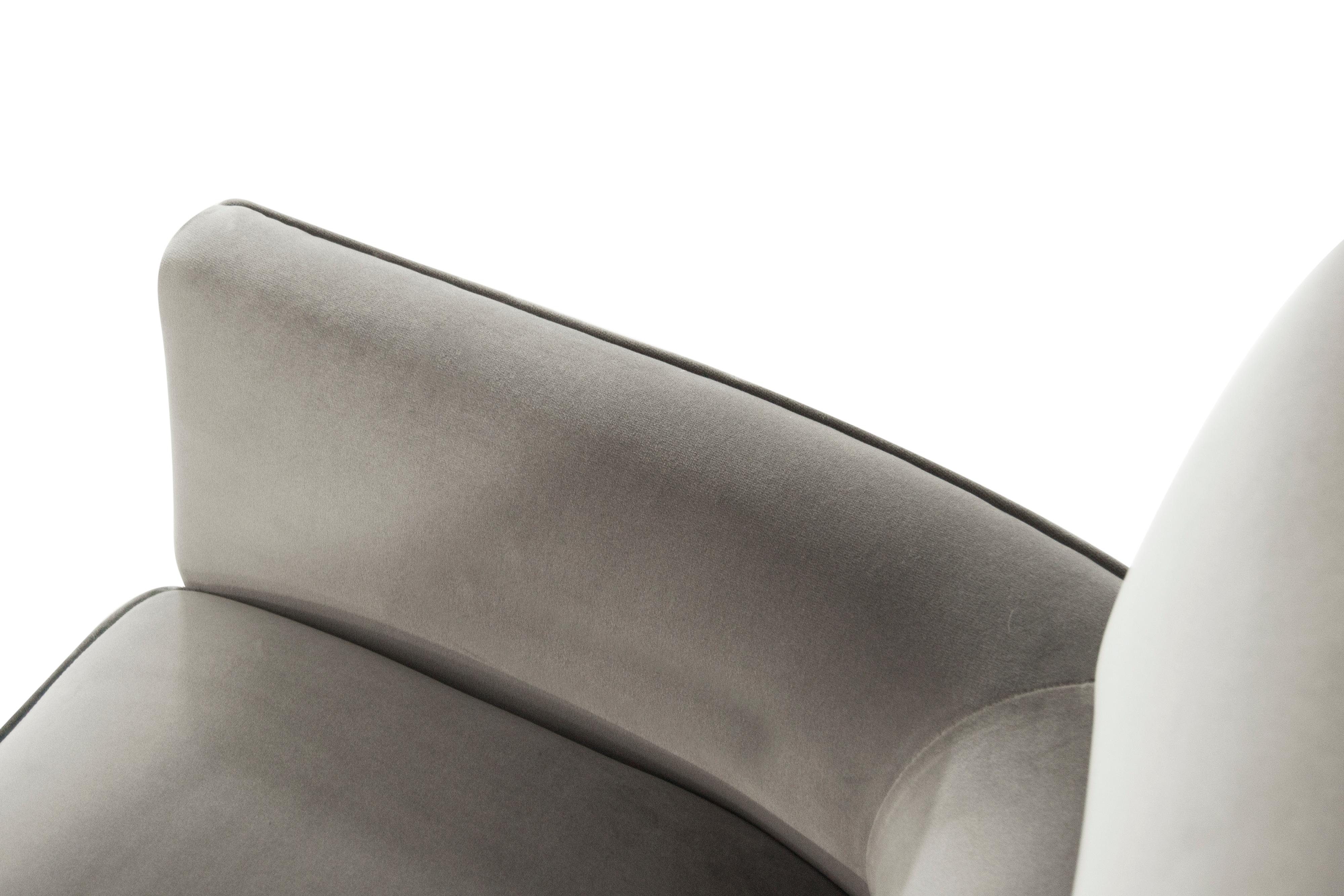 Mid-Century Modern Swivel Chairs by Henry Glass in Grey Velvet 5