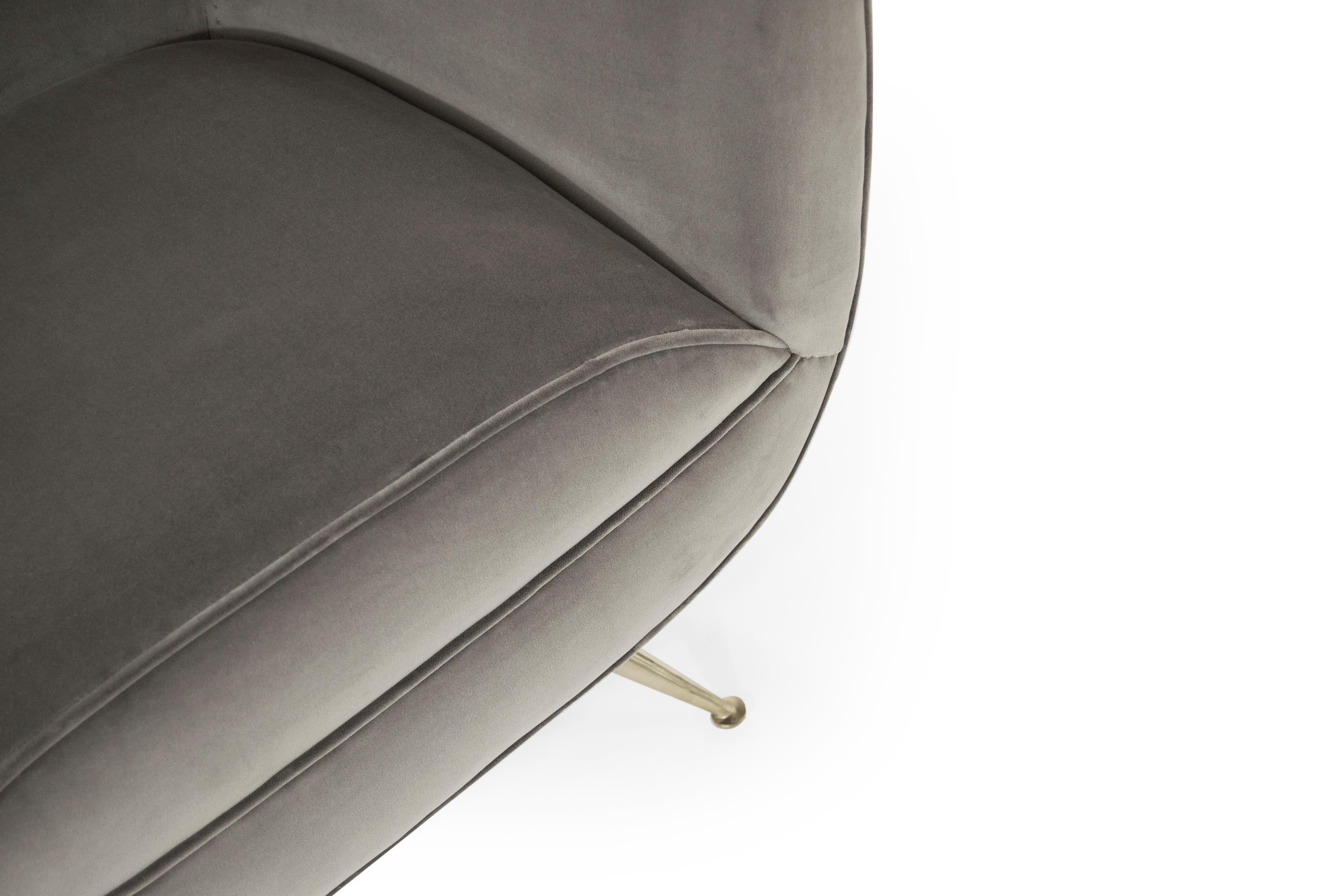 Mid-Century Modern Swivel Chairs by Henry Glass in Grey Velvet 6