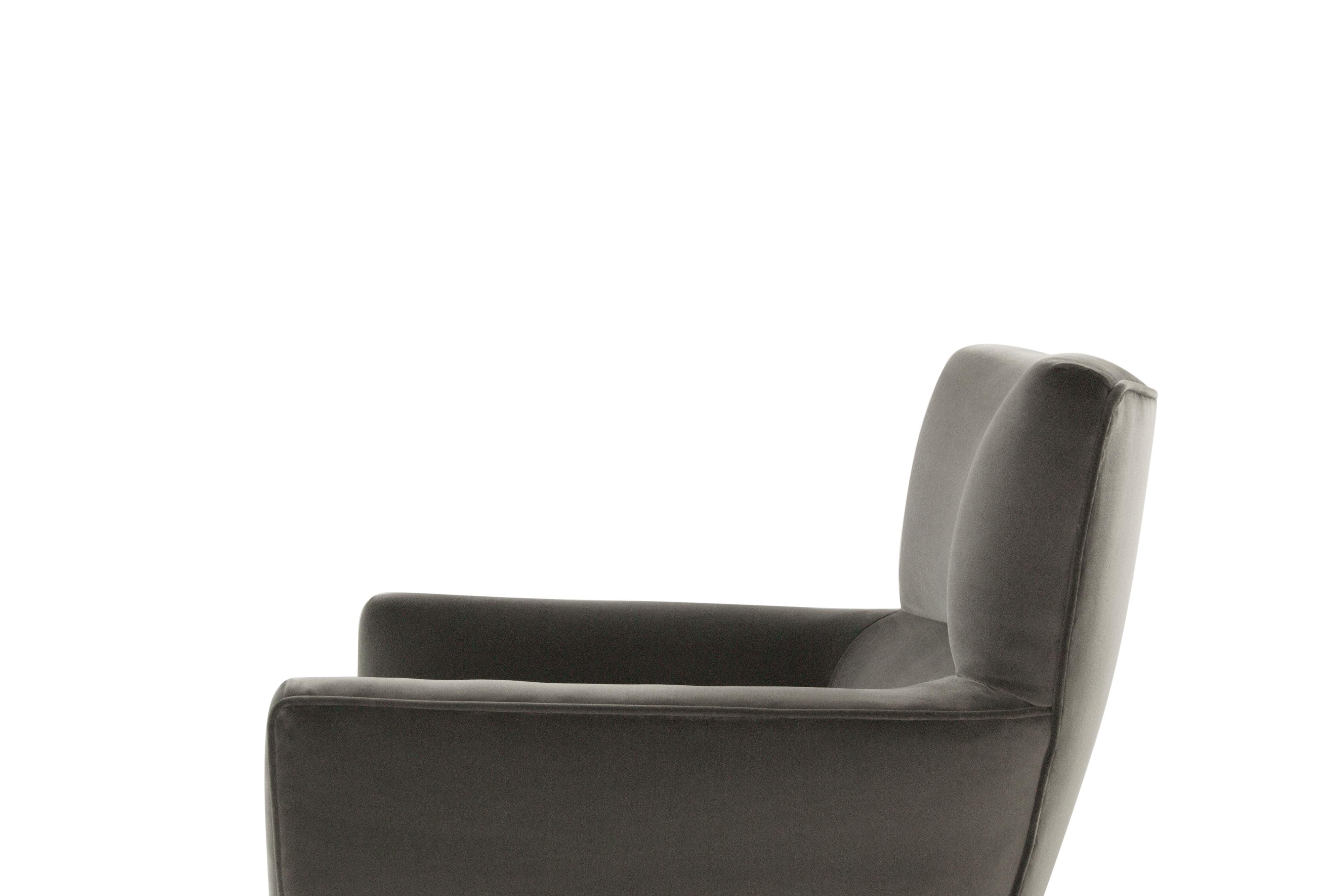 Mid-Century Modern Swivel Chairs by Henry Glass in Grey Velvet 1