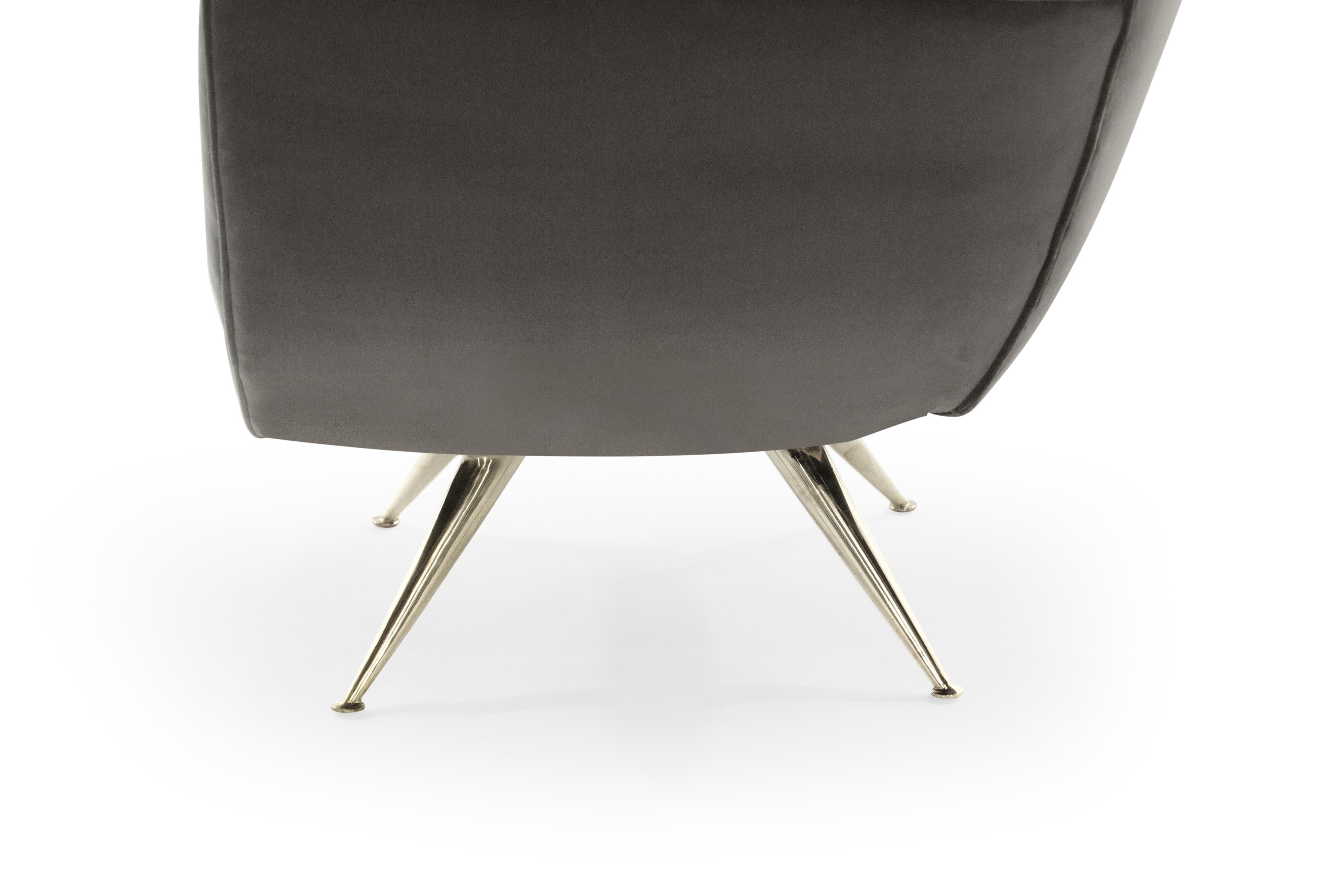 Mid-Century Modern Swivel Chairs by Henry Glass in Grey Velvet 2