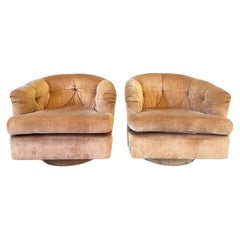 Mid-Century Modern Swivel Chairs in Original Upholstery, a Pair