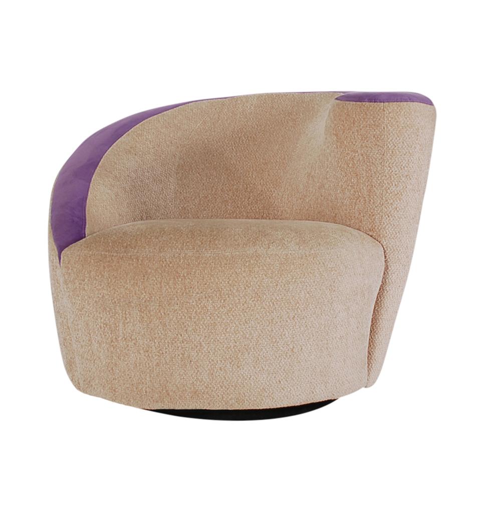 Fabric Mid-Century Modern Swivel Club Lounge Chairs by Vladimir Kagan for Weiman