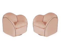 Pair of Mid-Century Modern Swivel Club Lounge Chairs in Art Deco Form / 4 Avail.