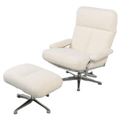 Mid-Century Modern Swivel Lounge Chair and Ottoman