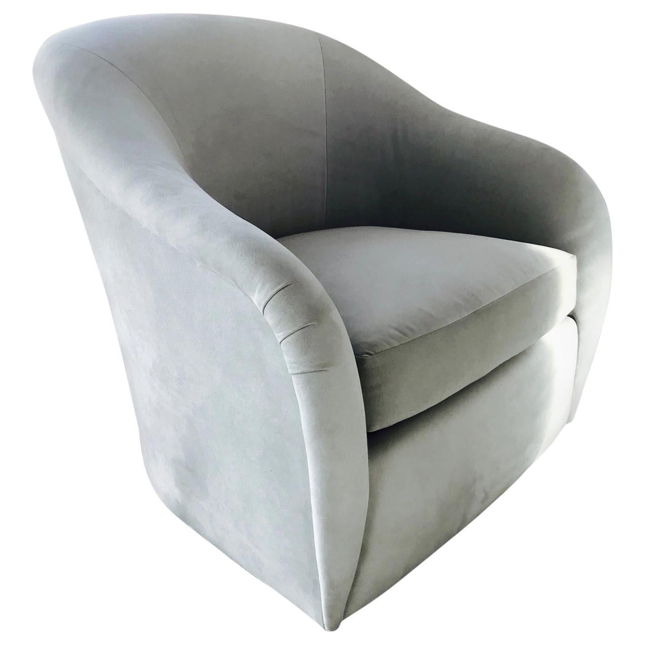 Mid-Century Modern Swivel Lounge Chair in Grey Velvet by Interior Crafts, 1970s