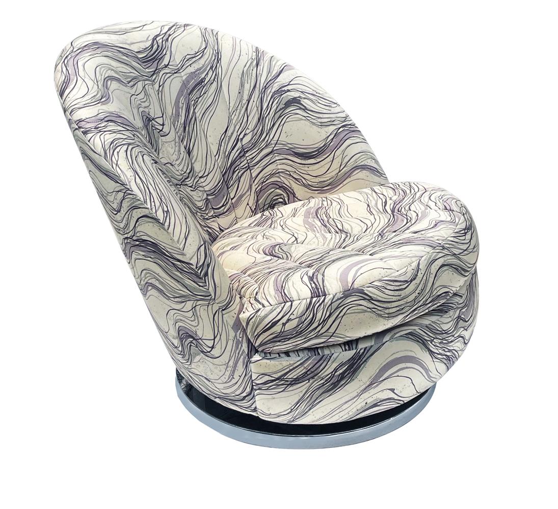 Mid Century Modern Swivel Lounge Slipper Chairs by Milo Baughman / Thayer Coggin For Sale 2