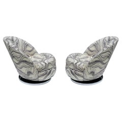 Mid Century Modern Swivel Lounge Slipper Chairs by Milo Baughman / Thayer Coggin