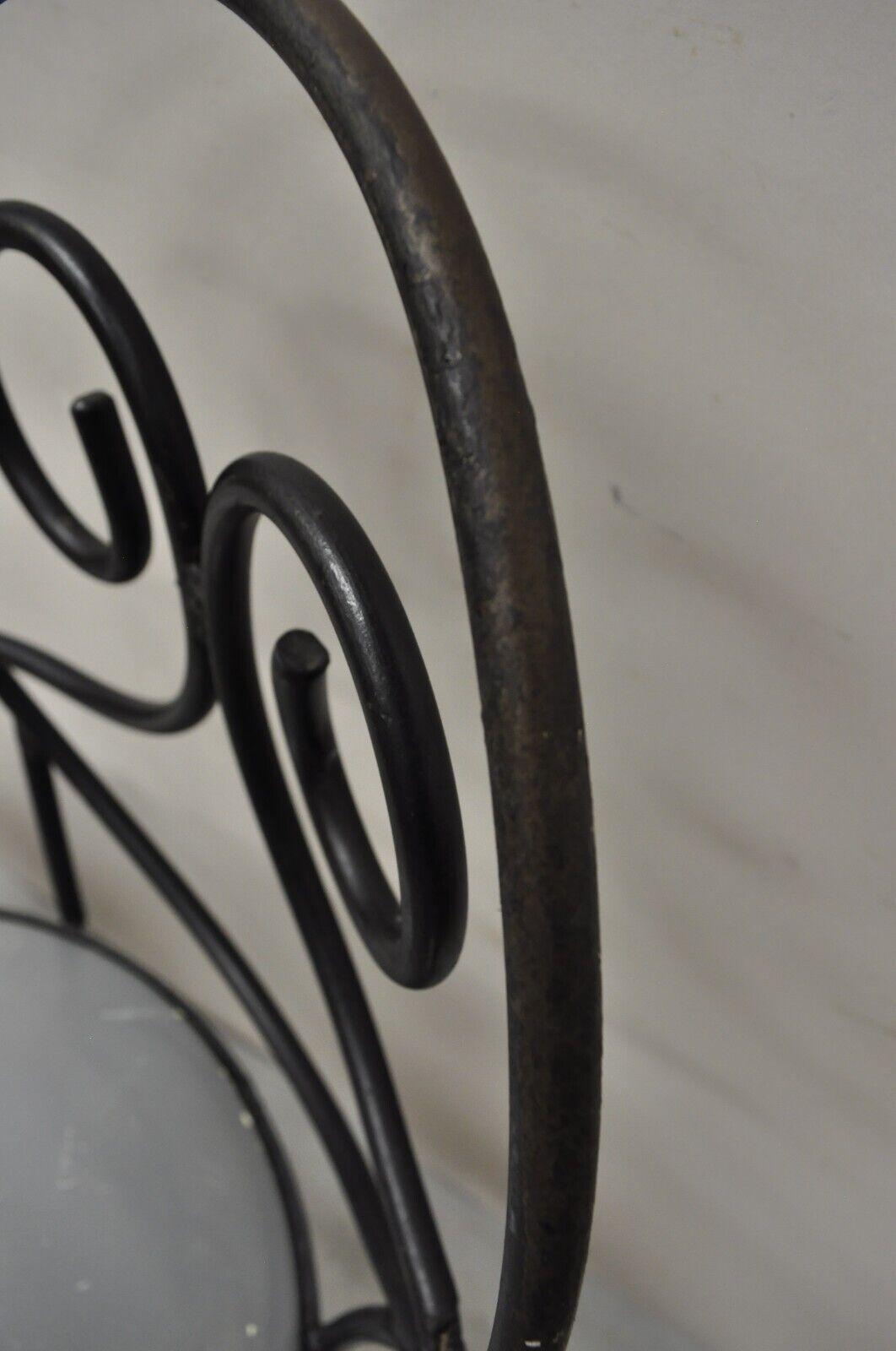 Mid-Century Modern Swivel Seat Arthur Umanoff Style Wrought Iron Stools, a Pair For Sale 2