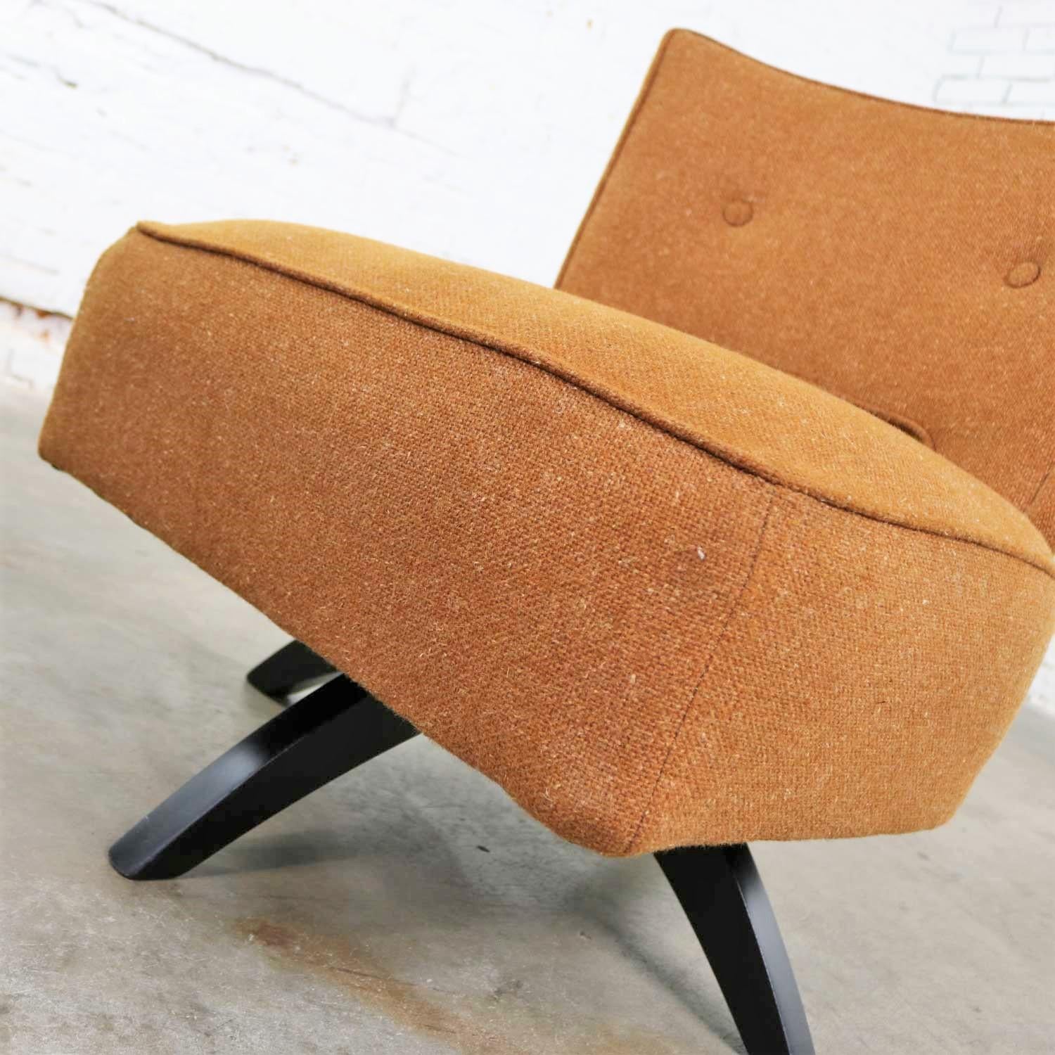 Wood Mid-Century Modern Swivel Slipper Chair Attributed to Kroehler Manufacturing