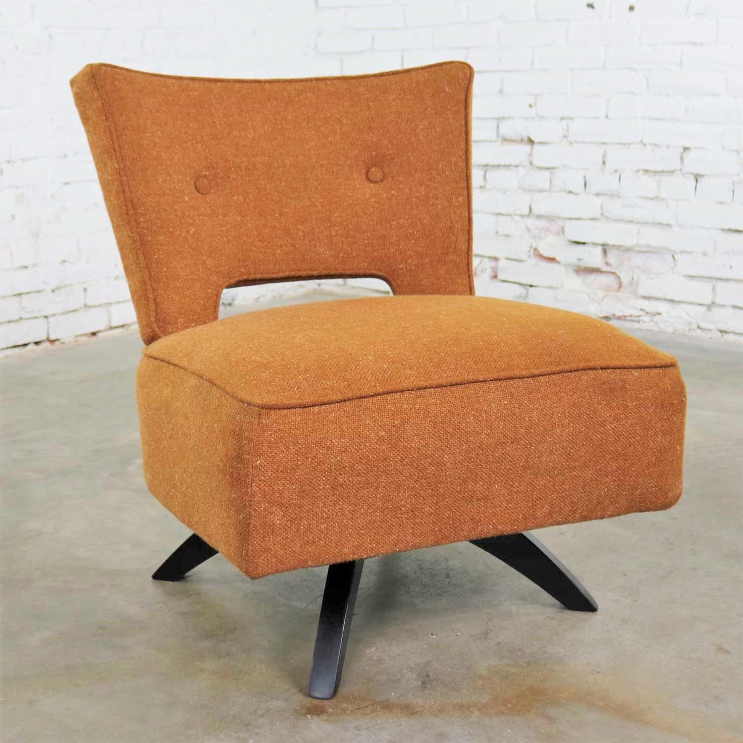 Moderner drehbarer Slipper-Stuhl aus der Mitte des Jahrhunderts, Kroehler Manufacturing zugeschrieben (Moderne der Mitte des Jahrhunderts)