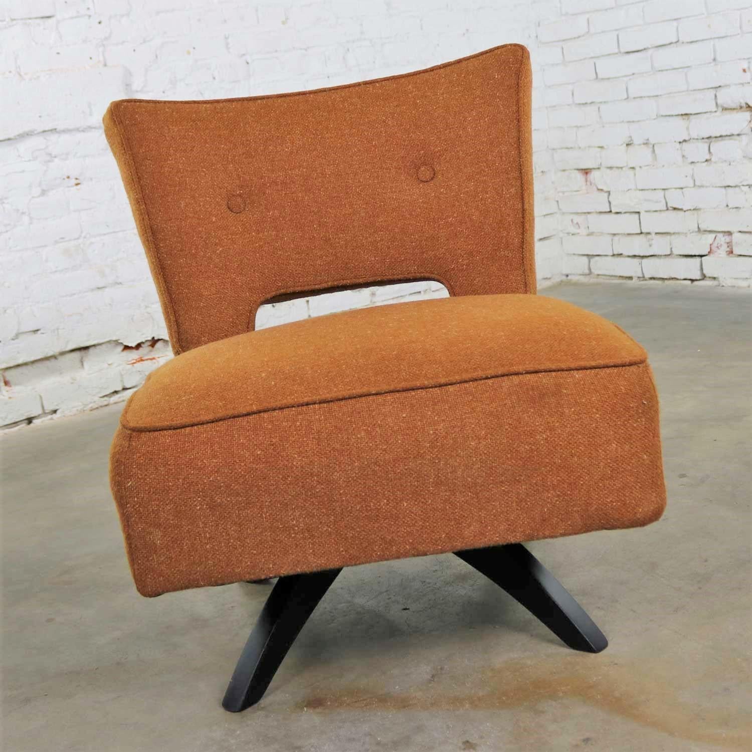 Moderner drehbarer Slipper-Stuhl aus der Mitte des Jahrhunderts, Kroehler Manufacturing zugeschrieben (amerikanisch)