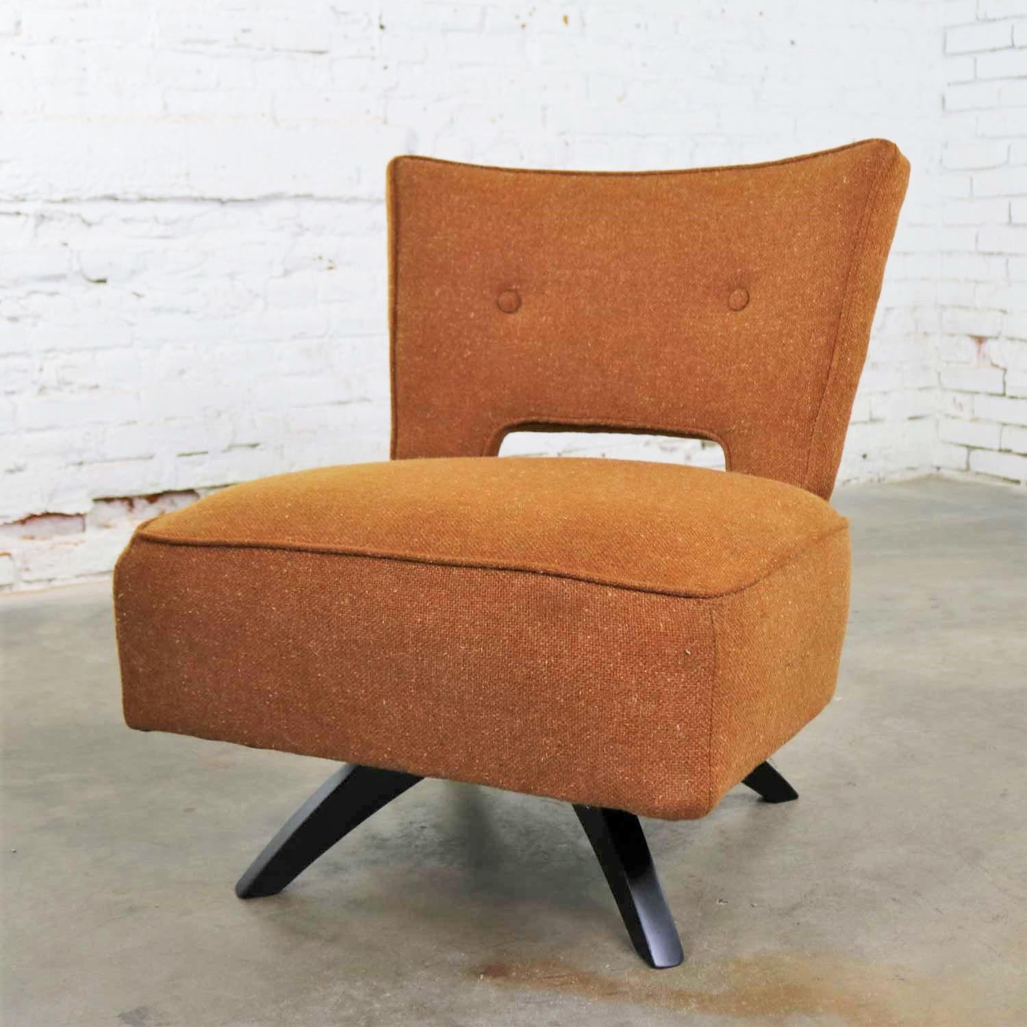 Moderner drehbarer Slipper-Stuhl aus der Mitte des Jahrhunderts, Kroehler Manufacturing zugeschrieben im Zustand „Gut“ in Topeka, KS