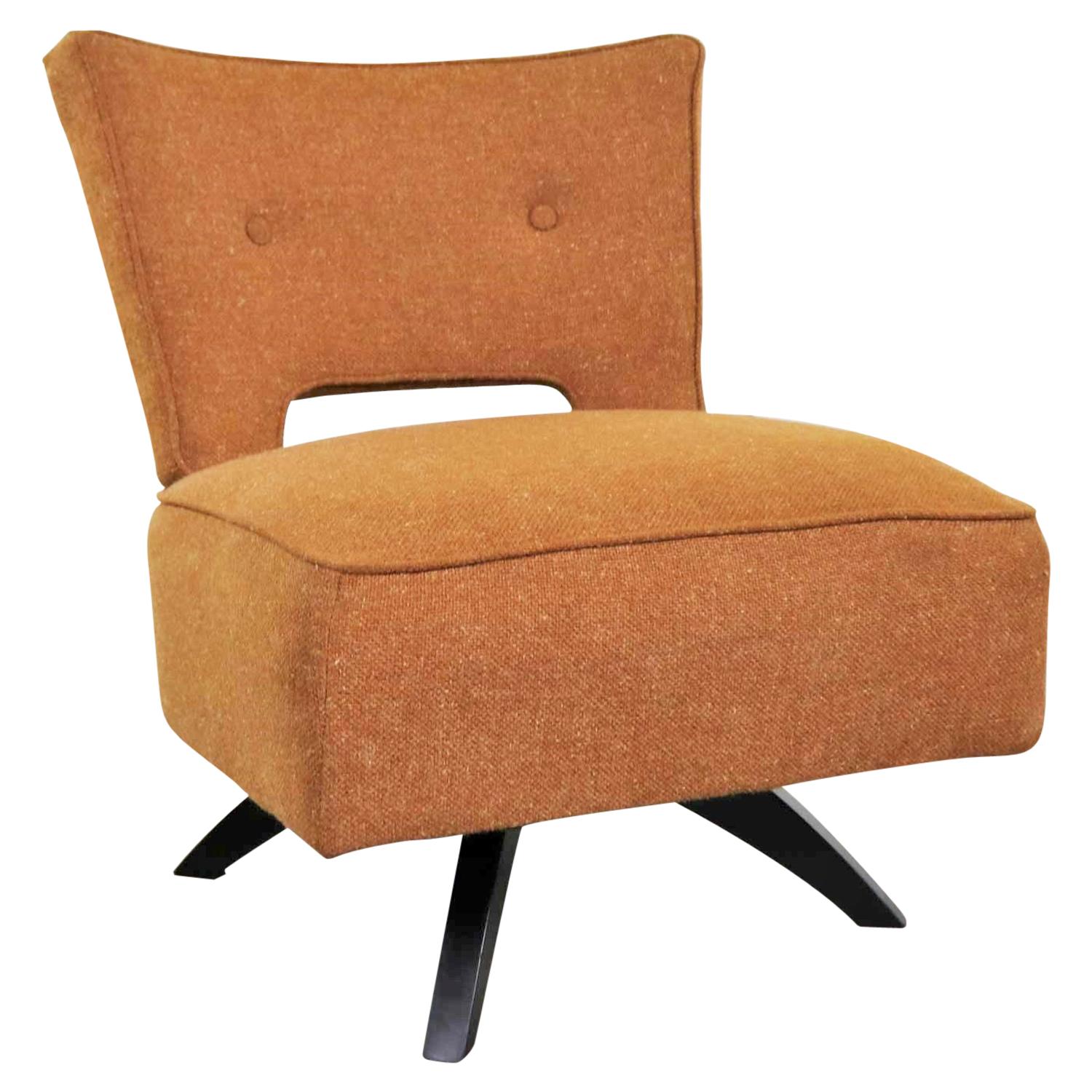 Moderner drehbarer Slipper-Stuhl aus der Mitte des Jahrhunderts, Kroehler Manufacturing zugeschrieben