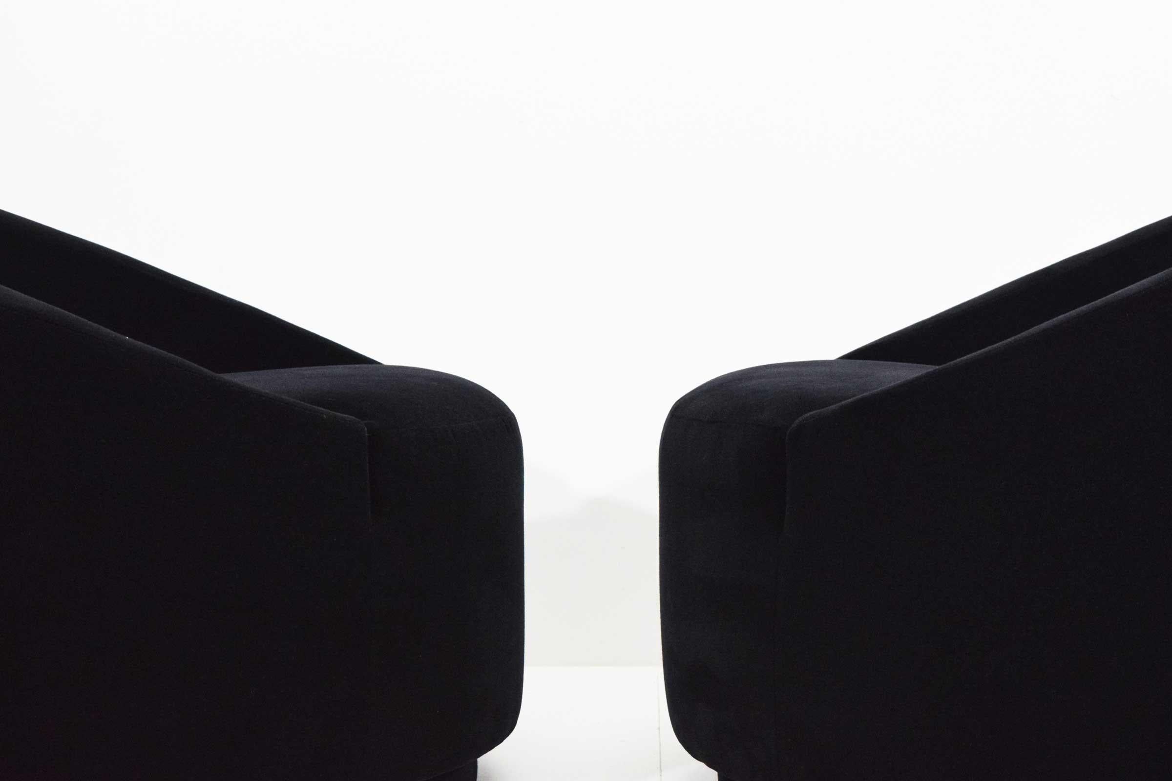 20th Century Mid-Century Modern Swivel Tub Chairs in Black Mohair