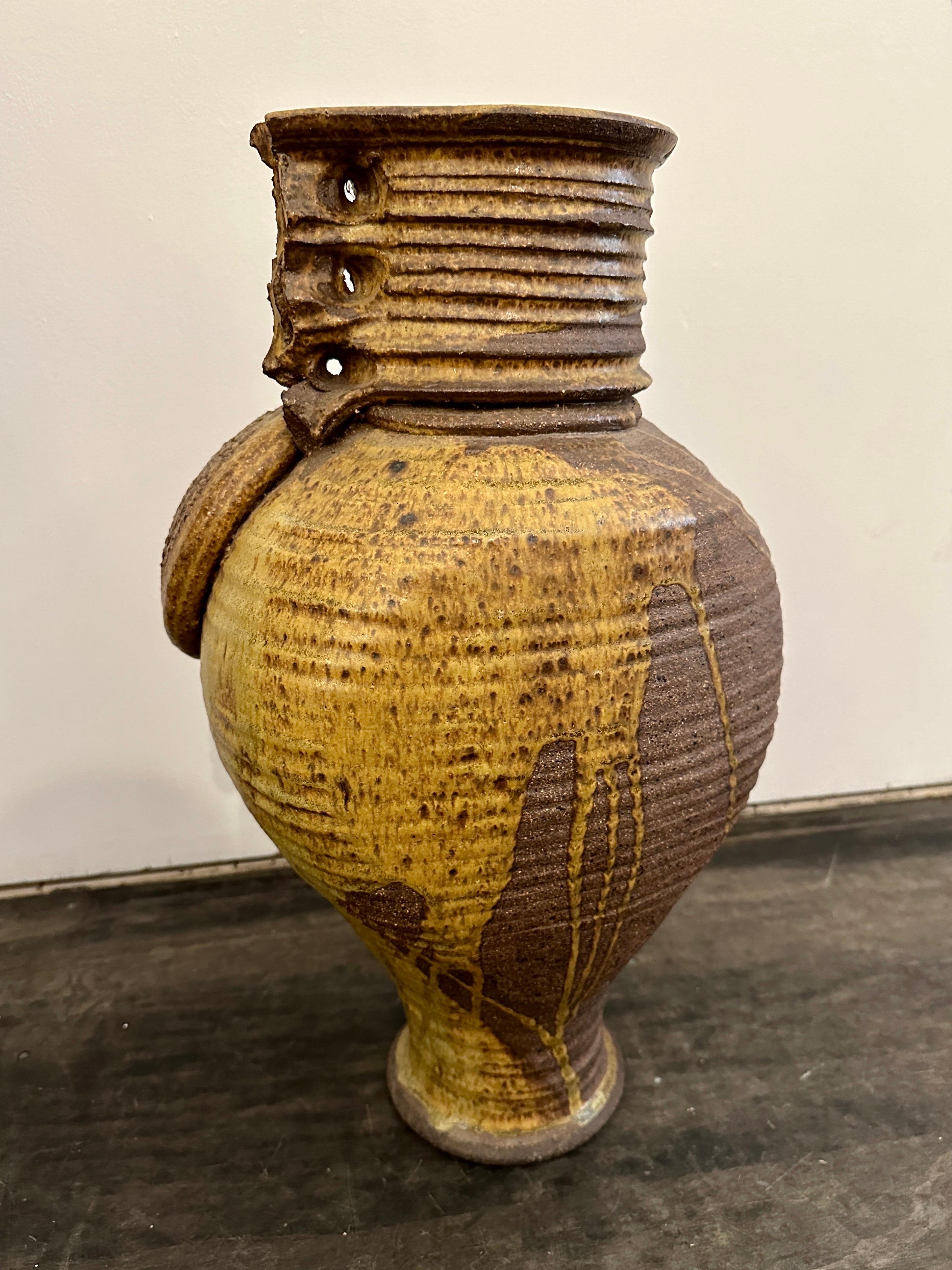 Ceramic Mid-Century Modern T. Kaigler Sculptural Large Vase For Sale