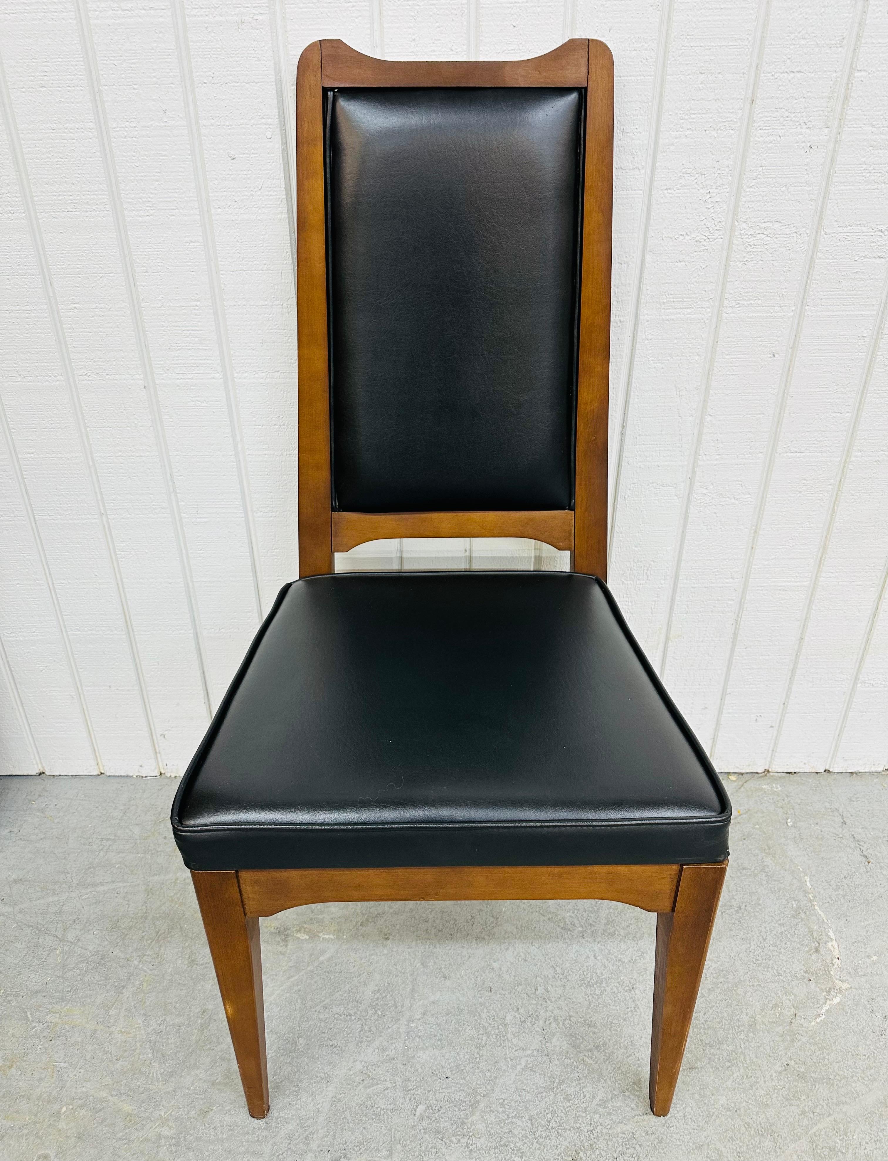 Leather Mid-Century Modern Tabago Walnut Dining Chairs - Set of 6